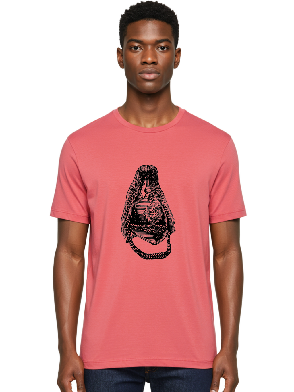 Goddess-With-Chalice-And-Rope Men'S Graphic Tee, 100% Cotton, Comfortable Casual Summer Wear, Machine Washable, Masonic Symbol, Mysterious Figure, Hood With Shadow, Sacred Emblem, Esoteric Art, Symbolic Representation, Secret Society, Aad536