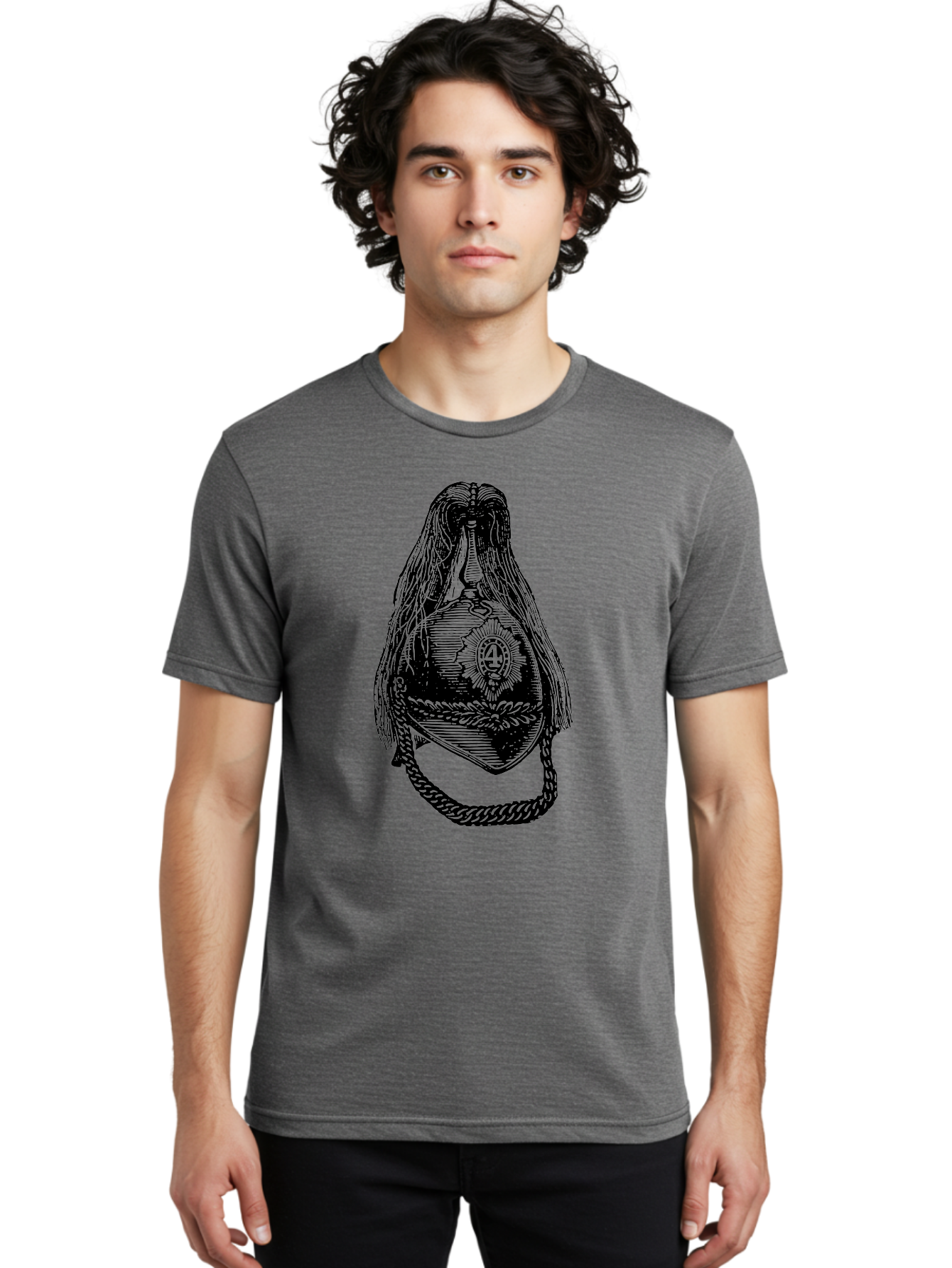 Goddess-With-Chalice-And-Rope Men'S Graphic Tee, 100% Cotton, Comfortable Casual Summer Wear, Machine Washable, Masonic Symbol, Mysterious Figure, Hood With Shadow, Sacred Emblem, Esoteric Art, Symbolic Representation, Secret Society, Aad536