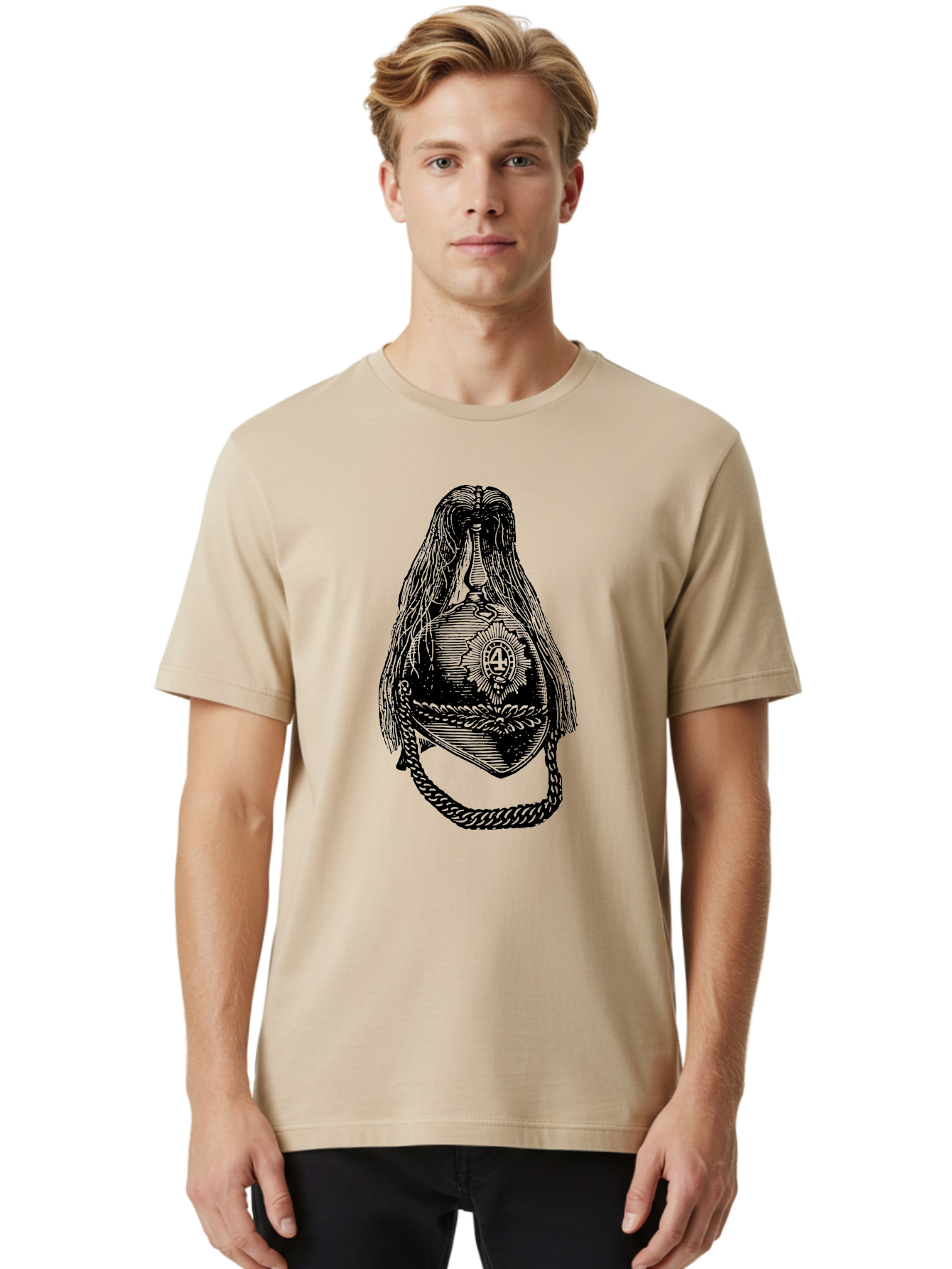 Goddess-With-Chalice-And-Rope Men'S Graphic Tee, 100% Cotton, Comfortable Casual Summer Wear, Machine Washable, Masonic Symbol, Mysterious Figure, Hood With Shadow, Sacred Emblem, Esoteric Art, Symbolic Representation, Secret Society, Aad536