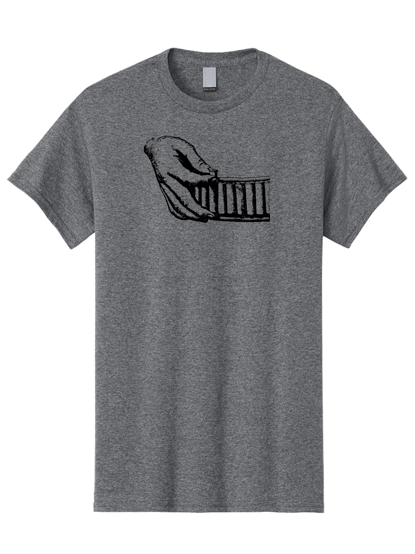 Hand-And-Comb Men'S Graphic Tee, 100% Cotton, Comfortable Casual Summer Wear, Machine Washable, Hand Holding A Comb, Vintage Illustration, Unique Textures, Artistic Expression, Creative Styling, Retro Aesthetics, Close-Up Details Aad537