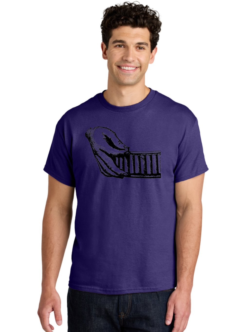 Hand-And-Comb Men'S Graphic Tee, 100% Cotton, Comfortable Casual Summer Wear, Machine Washable, Hand Holding A Comb, Vintage Illustration, Unique Textures, Artistic Expression, Creative Styling, Retro Aesthetics, Close-Up Details Aad537