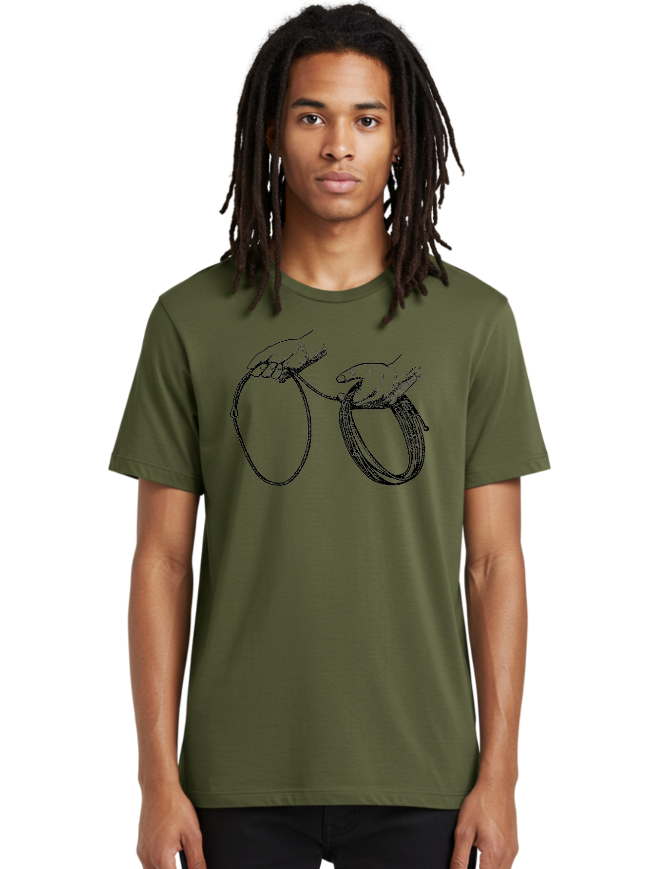 Hands-Holding-Rope Men'S Graphic Tee, 100% Cotton, Comfortable Casual Summer Wear, Machine Washable, Rope In Hands, Entwined Hands, Hand Gesture, Rope Manipulation, Illustration Art, Monochrome Design, Hand-Drawn Image Aad540