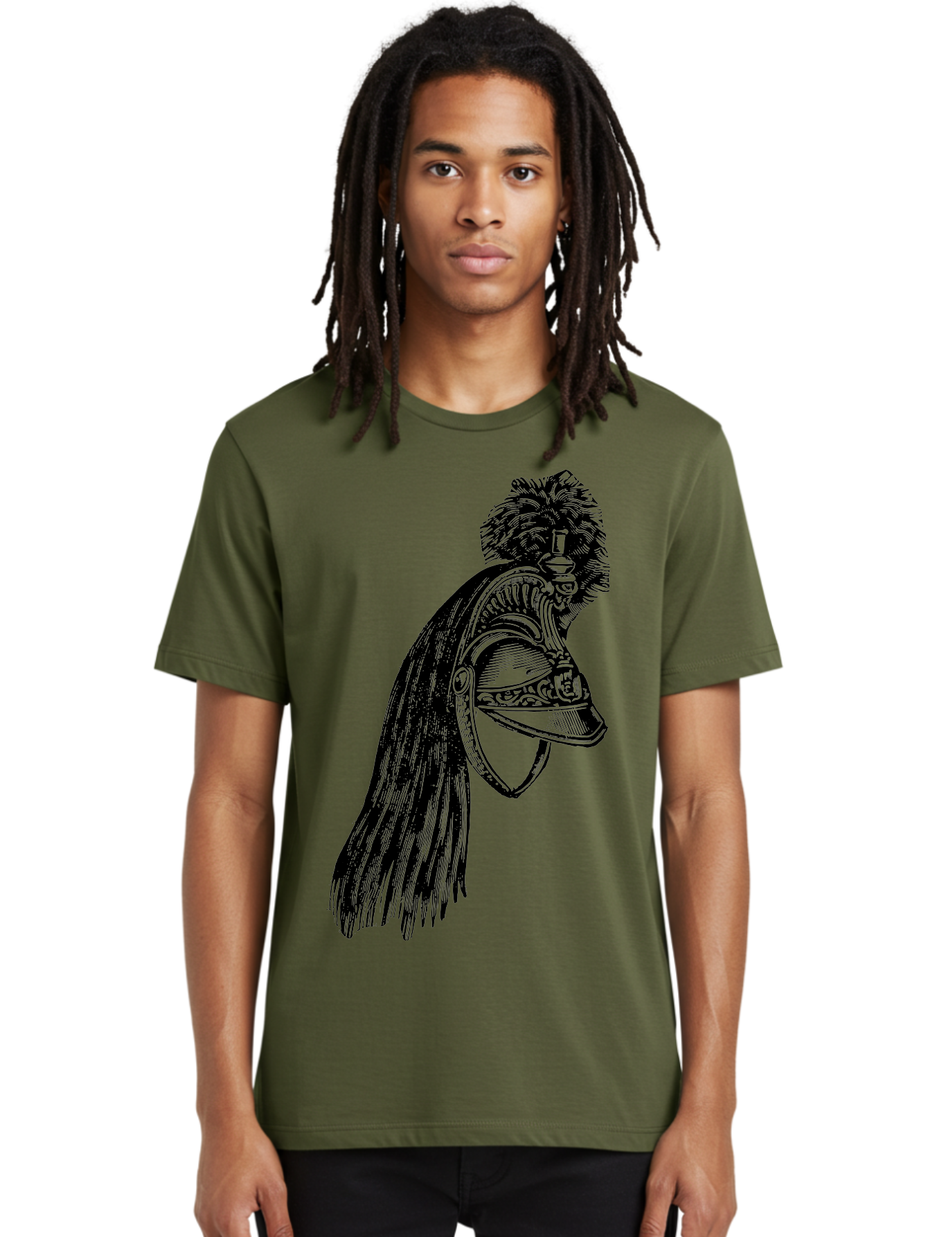 Helmet Men'S Graphic Tee, 100% Cotton, Comfortable Casual Summer Wear, Machine Washable, Vintage Helmet, Feathered Plume, Military Headgear, Historical Armor, Ornate Design, Classical Illustration, Detailed Artwork, Historical Reenactment, Aad542