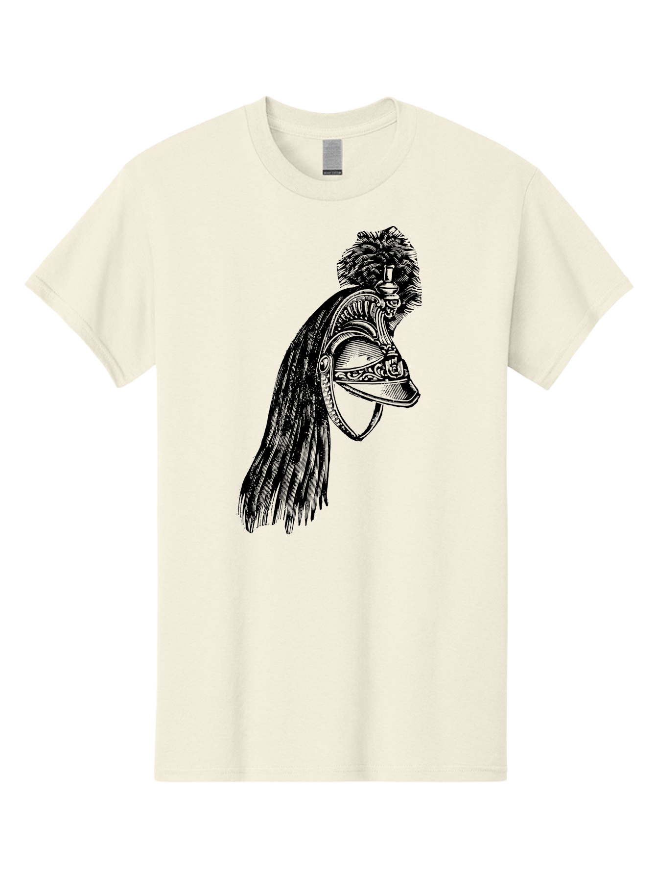 Helmet Men'S Graphic Tee, 100% Cotton, Comfortable Casual Summer Wear, Machine Washable, Vintage Helmet, Feathered Plume, Military Headgear, Historical Armor, Ornate Design, Classical Illustration, Detailed Artwork, Historical Reenactment, Aad542