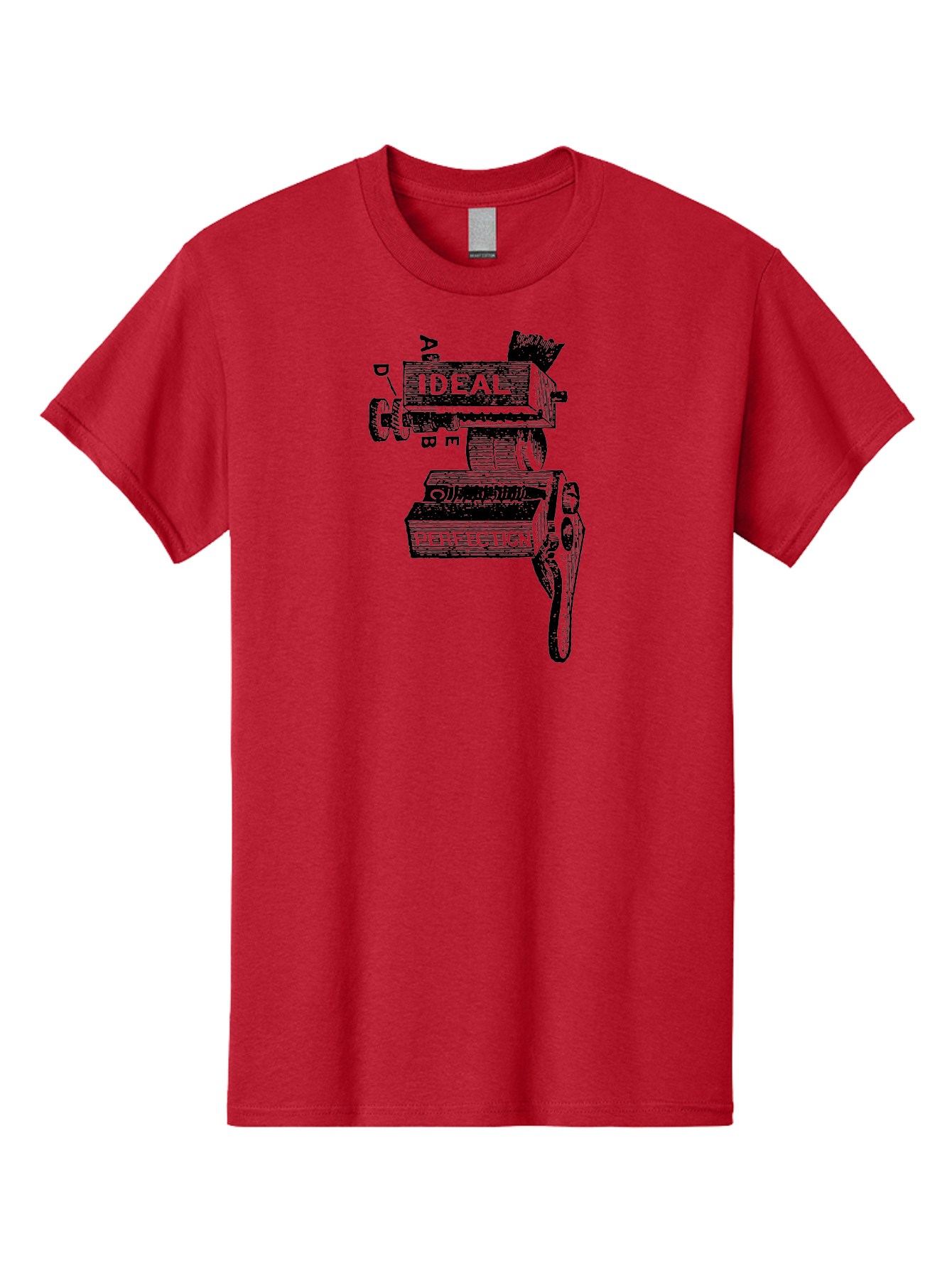 Ideal-And-Perfection-Lathe Men'S Graphic Tee, 100% Cotton, Comfortable Casual Summer Wear, Machine Washable, Ideal, Perfection, Old Machinery, Vintage Industrial, Metalwork, Mechanical Parts, Distressed Texture, Typography Art, Abc Letters, Aad544