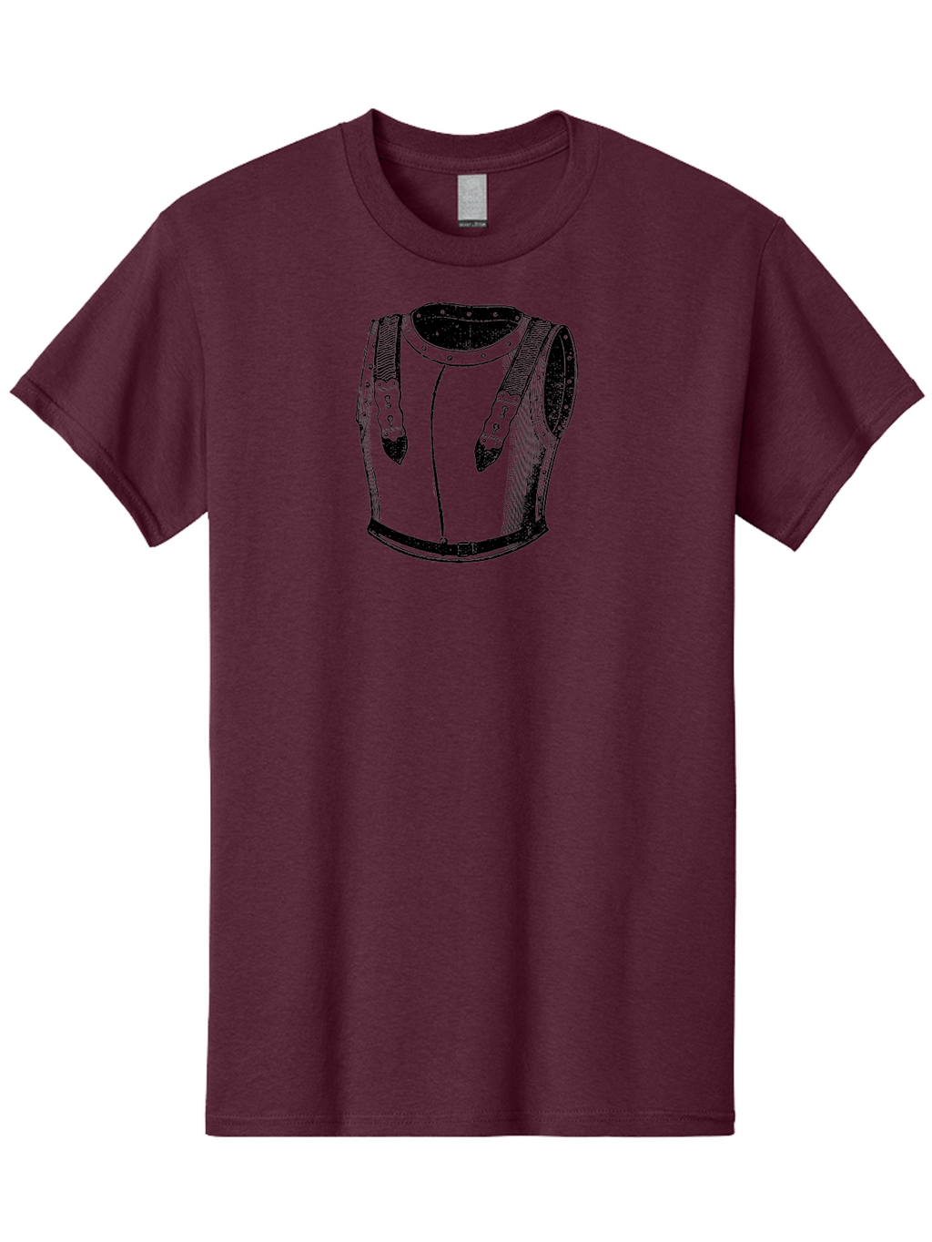 Leather-Corset Men'S Graphic Tee, 100% Cotton, Comfortable Casual Summer Wear, Machine Washable, Medieval Armor, Leather Protection, Historical Clothing, Black And White Illustration, Armor Straps, Keyhole Buckles, Vintage Style, Aad545