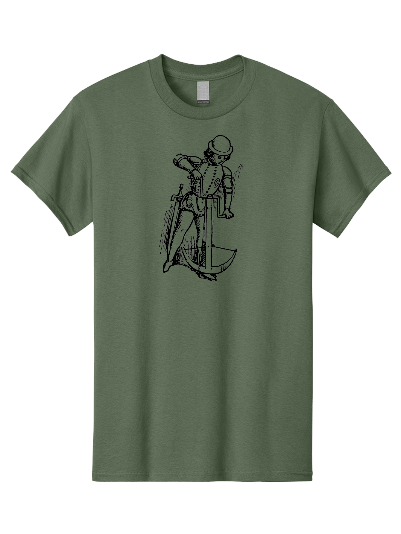 Man-In-Armor-With-Sword-And-Shield Men'S Graphic Tee, 100% Cotton, Comfortable Casual Summer Wear, Machine Washable, Medieval Knight, Armor, Sword, Historical Figure, Suit Of Armor, Medieval Warfare, Chivalry, Armor Plating, Knight'S Attire, Aad546