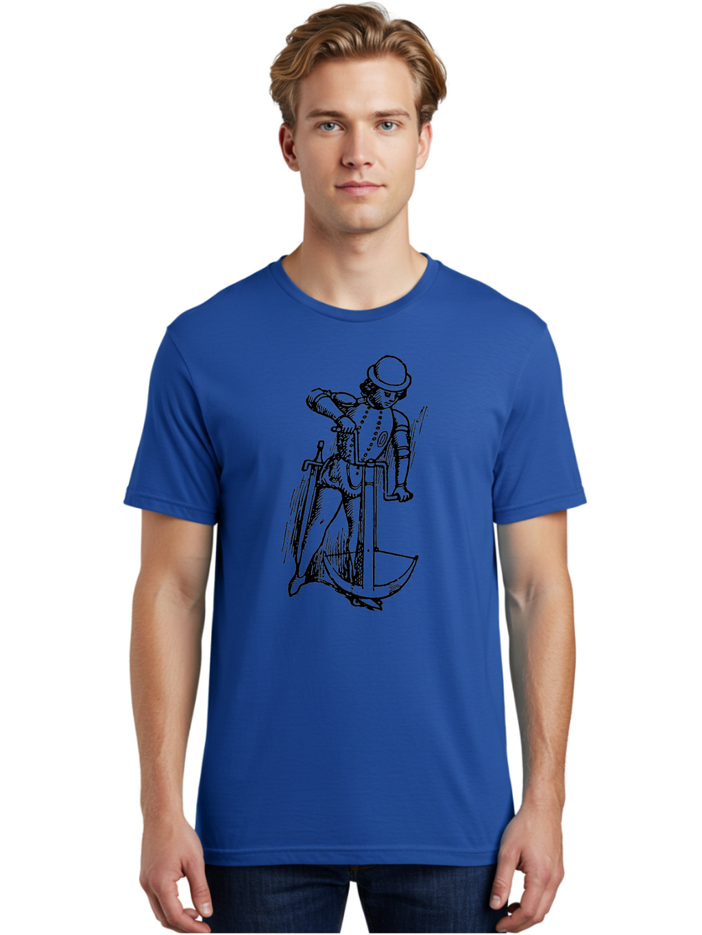 Man-In-Armor-With-Sword-And-Shield Men'S Graphic Tee, 100% Cotton, Comfortable Casual Summer Wear, Machine Washable, Medieval Knight, Armor, Sword, Historical Figure, Suit Of Armor, Medieval Warfare, Chivalry, Armor Plating, Knight'S Attire, Aad546