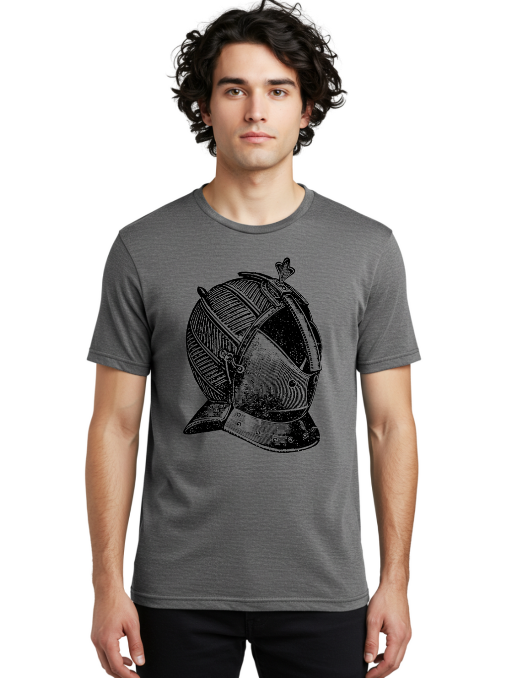 Medieval-Knight-Helmet Men'S Graphic Tee, 100% Cotton, Comfortable Casual Summer Wear, Machine Washable, Medieval Armor, Knight Helmet, Protective Gear, Armor Design, Historical Warfare, Metal Craftsmanship, Medieval Knight Aad548