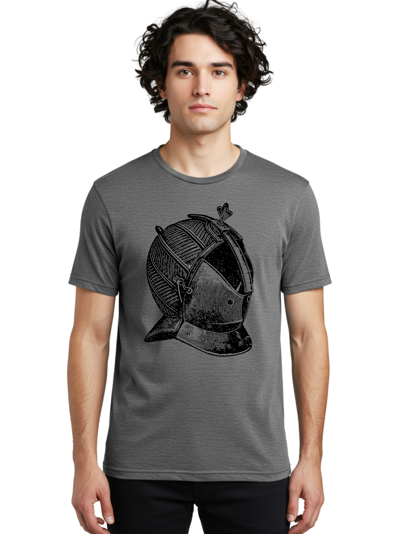 Medieval-Knight-Helmet Men'S Graphic Tee, 100% Cotton, Comfortable Casual Summer Wear, Machine Washable, Medieval Armor, Knight Helmet, Protective Gear, Armor Design, Historical Warfare, Metal Craftsmanship, Medieval Knight Aad548
