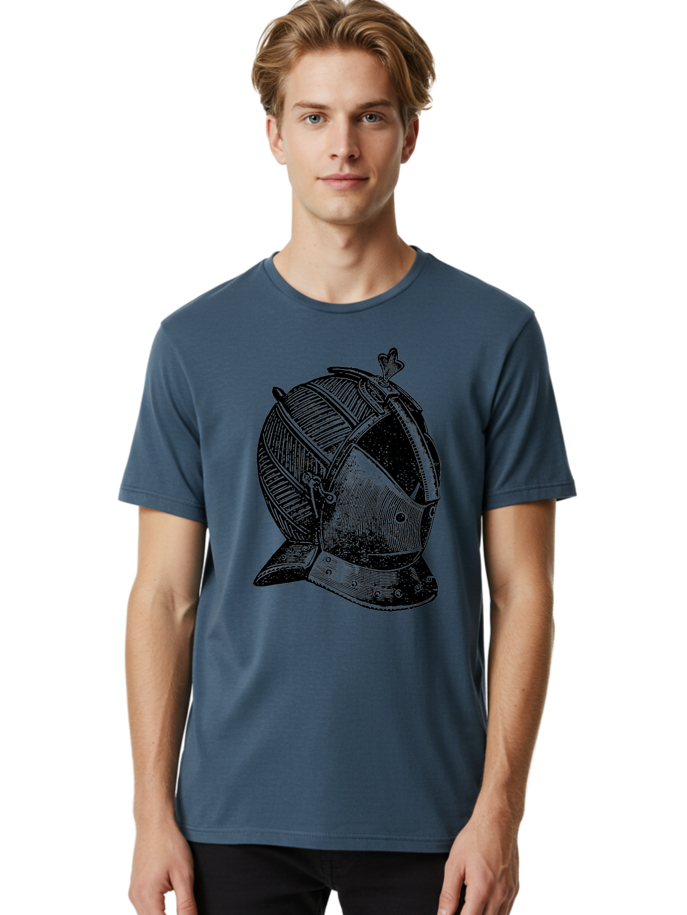 Medieval-Knight-Helmet Men'S Graphic Tee, 100% Cotton, Comfortable Casual Summer Wear, Machine Washable, Medieval Armor, Knight Helmet, Protective Gear, Armor Design, Historical Warfare, Metal Craftsmanship, Medieval Knight Aad548