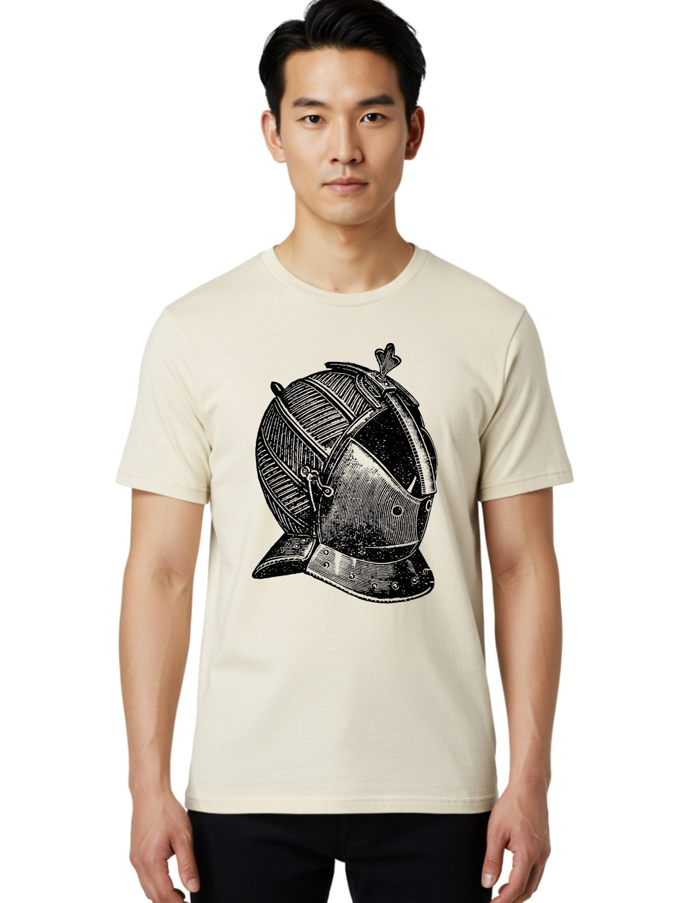 Medieval-Knight-Helmet Men'S Graphic Tee, 100% Cotton, Comfortable Casual Summer Wear, Machine Washable, Medieval Armor, Knight Helmet, Protective Gear, Armor Design, Historical Warfare, Metal Craftsmanship, Medieval Knight Aad548