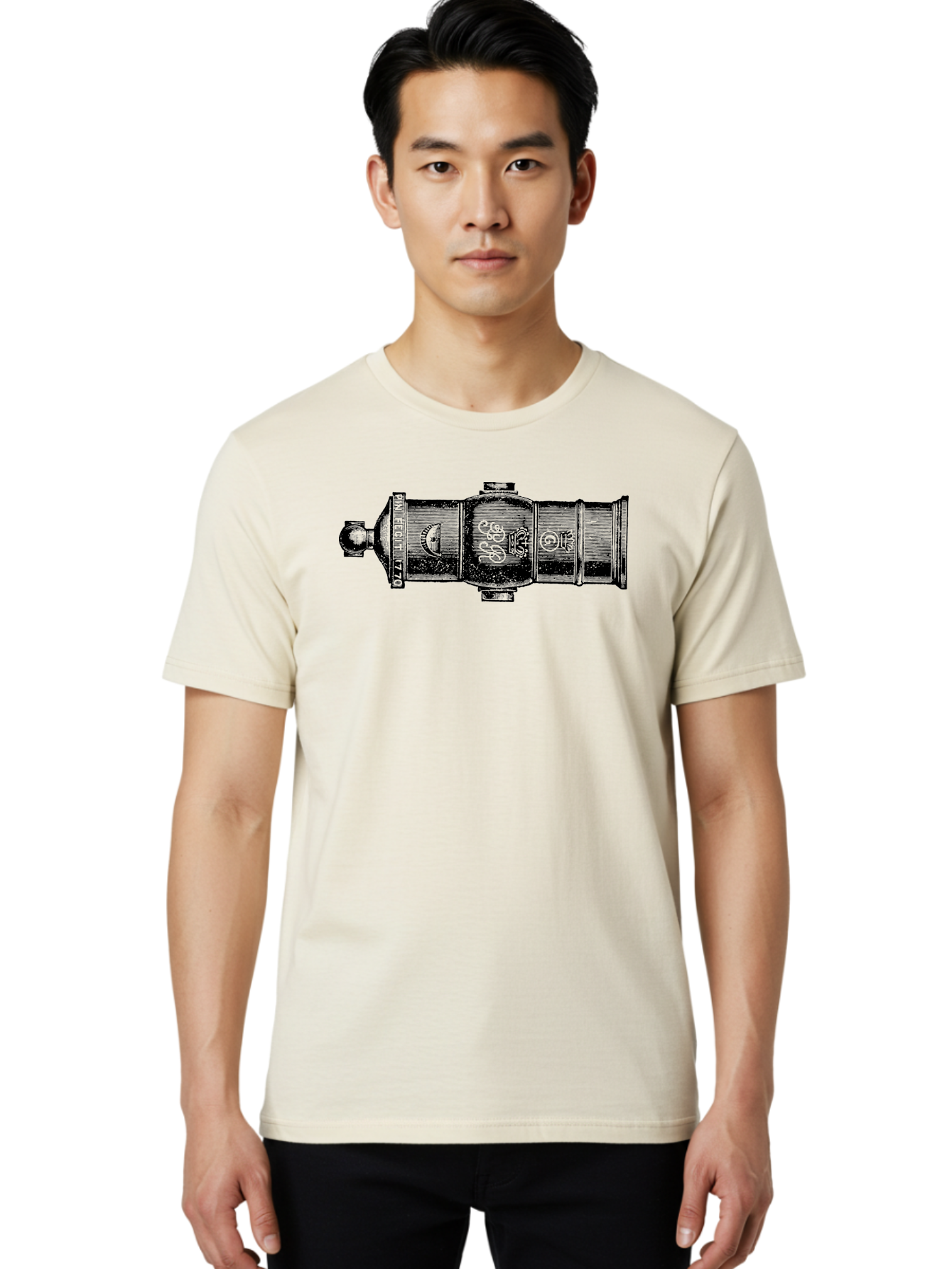 Pin-Fegut-1770-Gun Men'S Graphic Tee, 100% Cotton, Comfortable Casual Summer Wear, Machine Washable, Vintage Cannon, Historic Artillery, Pin Rebuilt 1770, Antique Weapon, Military History, Naval Warfare, Emblematic Design, Symbolic Markings Aad553