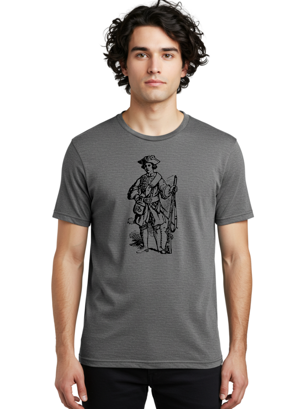 Pirate Men'S Graphic Tee, 100% Cotton, Comfortable Casual Summer Wear, Machine Washable, Frontiersman With Rifle, Historical Figure, Adventure Seeker, Daniel Boone, Outdoorsman, American History, Pioneer Spirit, Rugged Individualism, Aad554