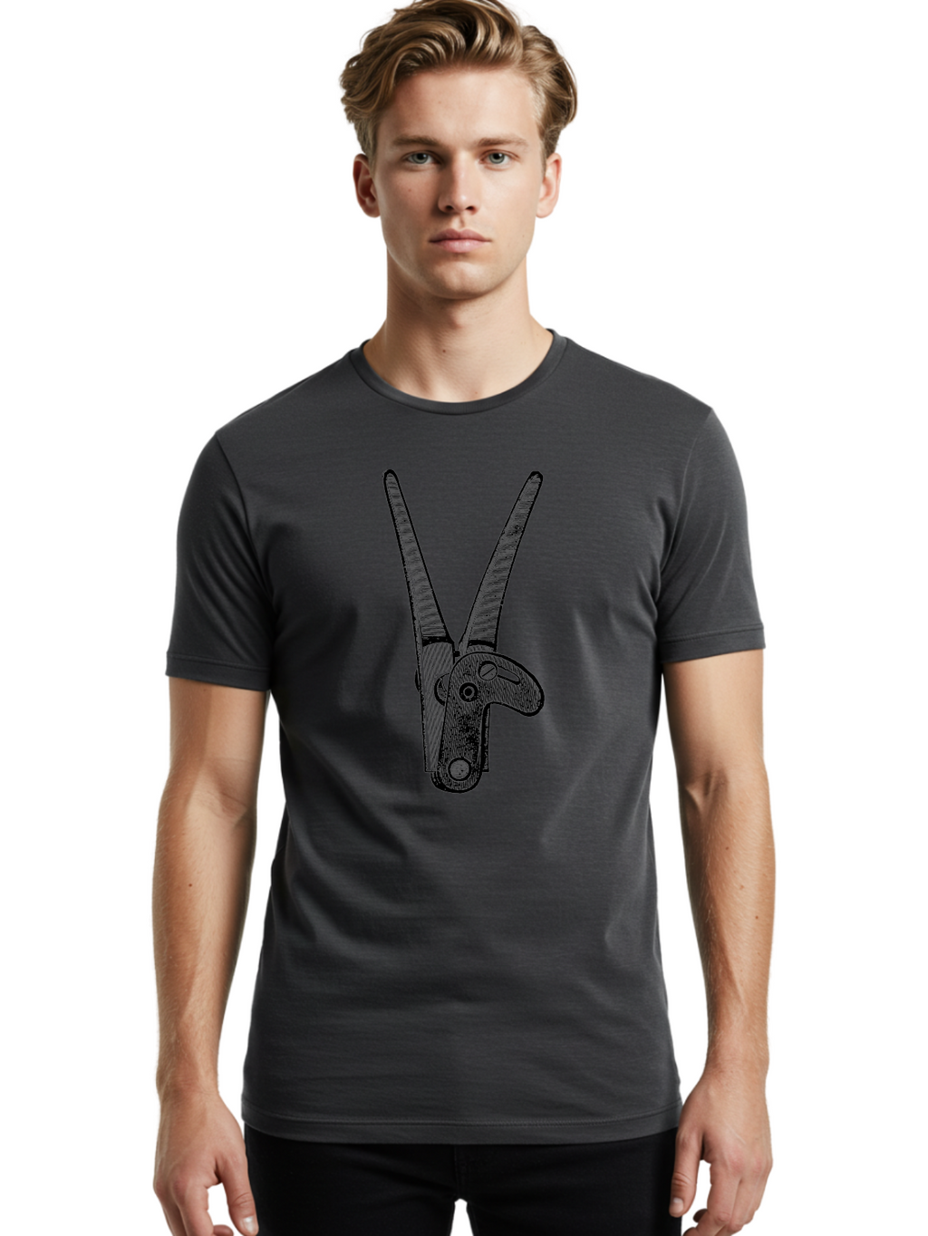 Pruning-Shears Men'S Graphic Tee, 100% Cotton, Comfortable Casual Summer Wear, Machine Washable, Pruning Shears, Gardening Tool, Cutting Equipment, Horticulture, Plant Care, Garden Maintenance, Sharp Blades, Gardening Scissors Aad556