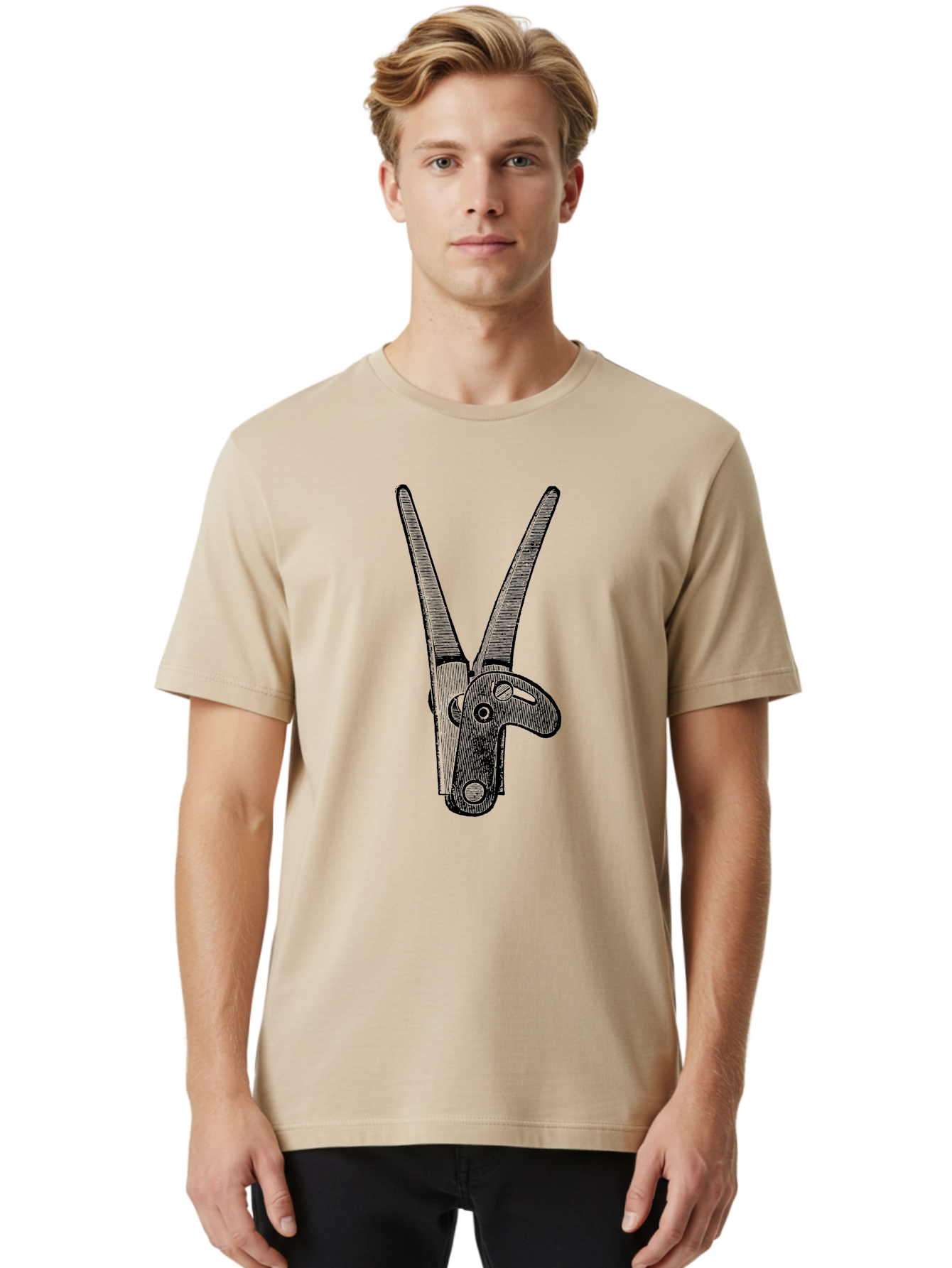 Pruning-Shears Men'S Graphic Tee, 100% Cotton, Comfortable Casual Summer Wear, Machine Washable, Pruning Shears, Gardening Tool, Cutting Equipment, Horticulture, Plant Care, Garden Maintenance, Sharp Blades, Gardening Scissors Aad556