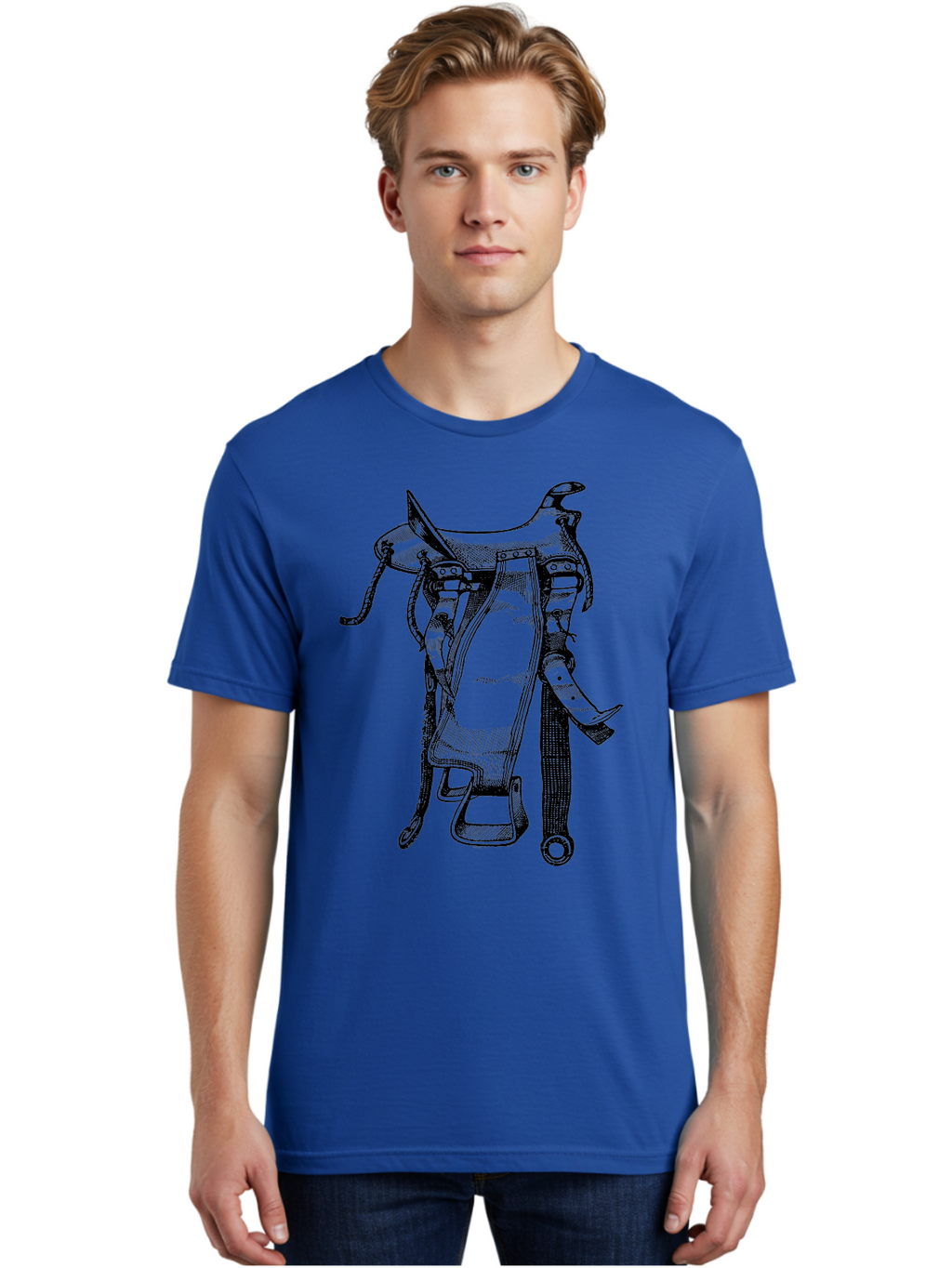 Saddle Men'S Graphic Tee, 100% Cotton, Comfortable Casual Summer Wear, Machine Washable, Western Saddle, Horse Riding, Rodeo, Western Wear, Equestrian Equipment, Leather Saddle, Riding Gear, Cowboy Equipment, Horseback Riding Aad557