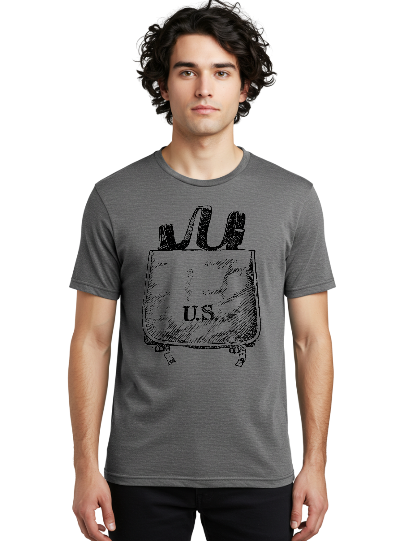 U-S-Backpack Men'S Graphic Tee, 100% Cotton, Comfortable Casual Summer Wear, Machine Washable, Backpack With U.S. Label, School Bag, Travel Bag, Student Essentials, Educational Supplies, Adventure Gear Aad563