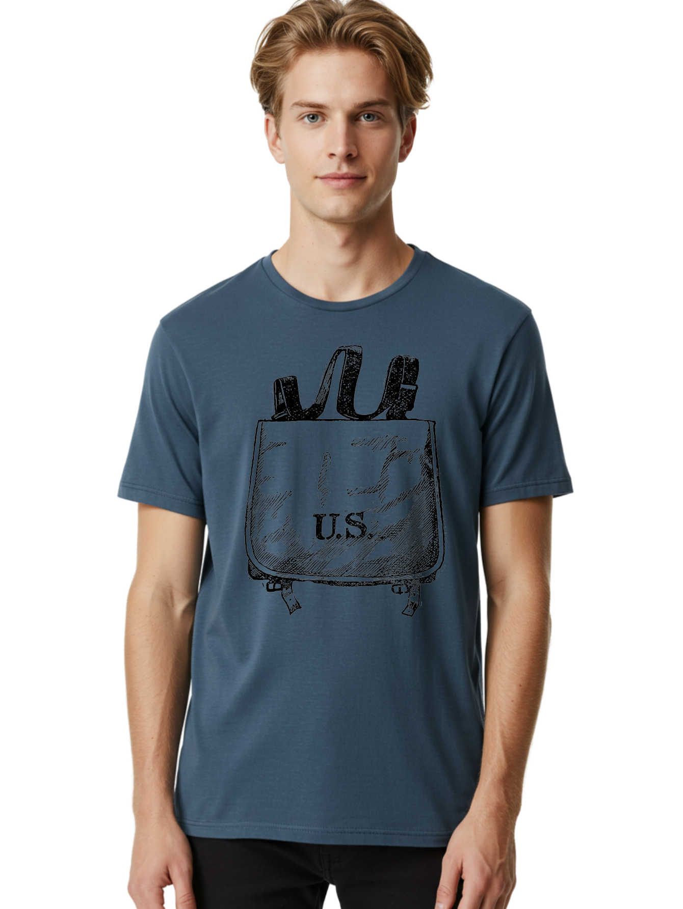 U-S-Backpack Men'S Graphic Tee, 100% Cotton, Comfortable Casual Summer Wear, Machine Washable, Backpack With U.S. Label, School Bag, Travel Bag, Student Essentials, Educational Supplies, Adventure Gear Aad563