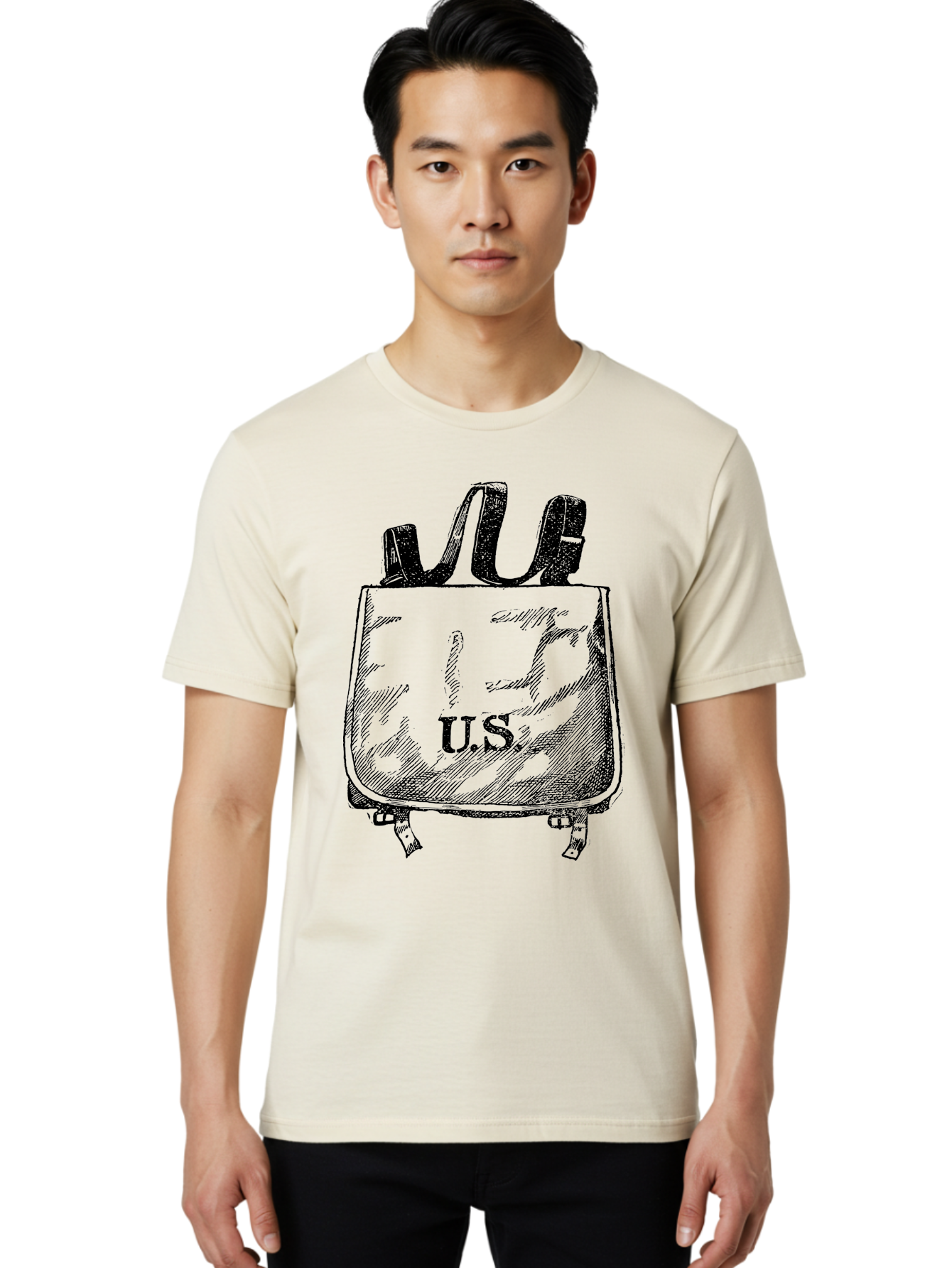 U-S-Backpack Men'S Graphic Tee, 100% Cotton, Comfortable Casual Summer Wear, Machine Washable, Backpack With U.S. Label, School Bag, Travel Bag, Student Essentials, Educational Supplies, Adventure Gear Aad563