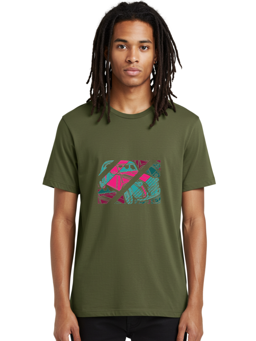 Abstract-Shapes Men'S Graphic Tee, 100% Cotton, Comfortable Casual Summer Wear, Machine Washable, Abstract Art, Modern Design, Vibrant Colors, Pink, Blue, Geometric Shapes, Mixed Media, Creative Expression, Artistic Texture, Contemporary Style Aad568