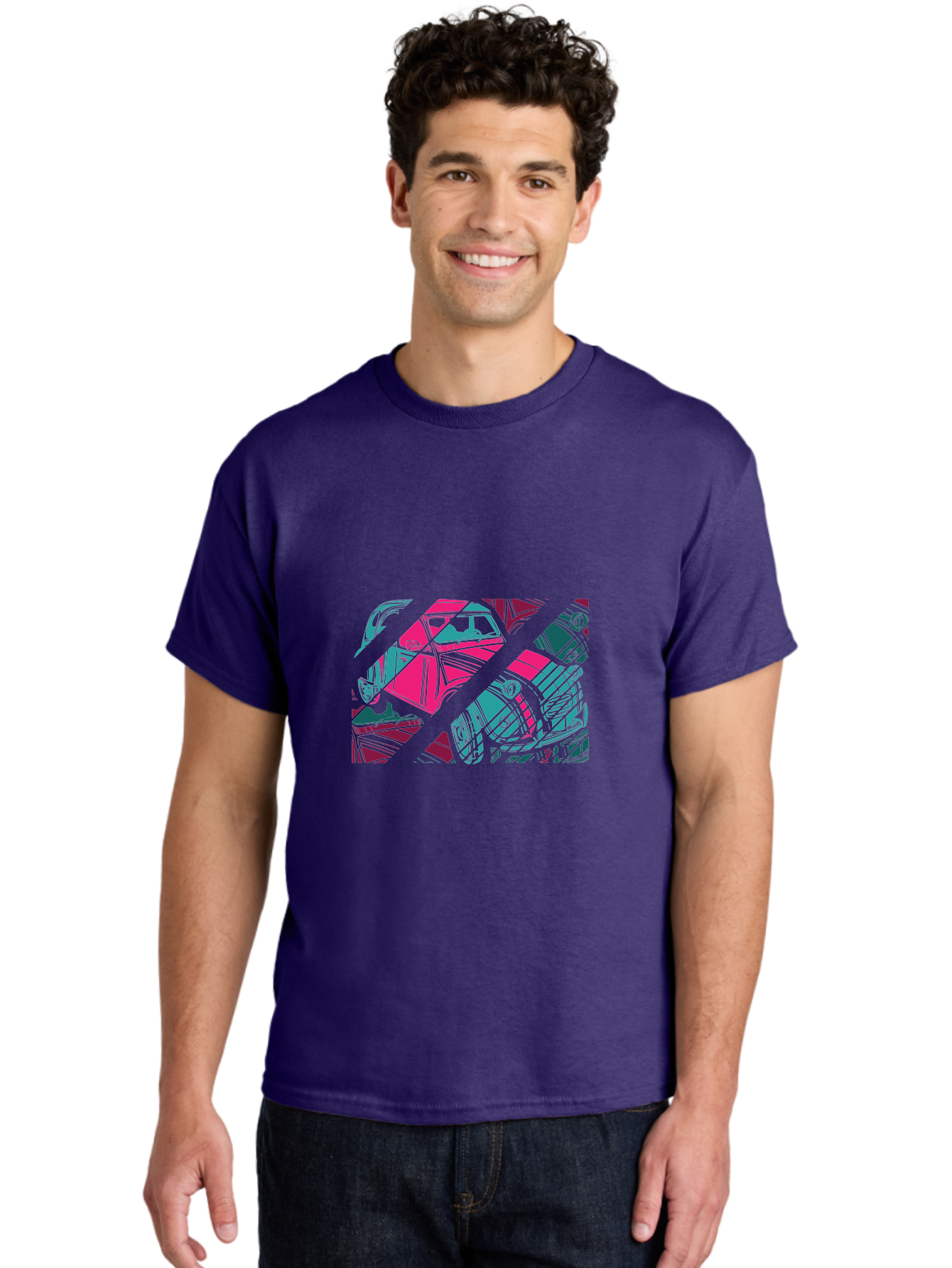 Abstract-Shapes Men'S Graphic Tee, 100% Cotton, Comfortable Casual Summer Wear, Machine Washable, Abstract Art, Modern Design, Vibrant Colors, Pink, Blue, Geometric Shapes, Mixed Media, Creative Expression, Artistic Texture, Contemporary Style Aad568