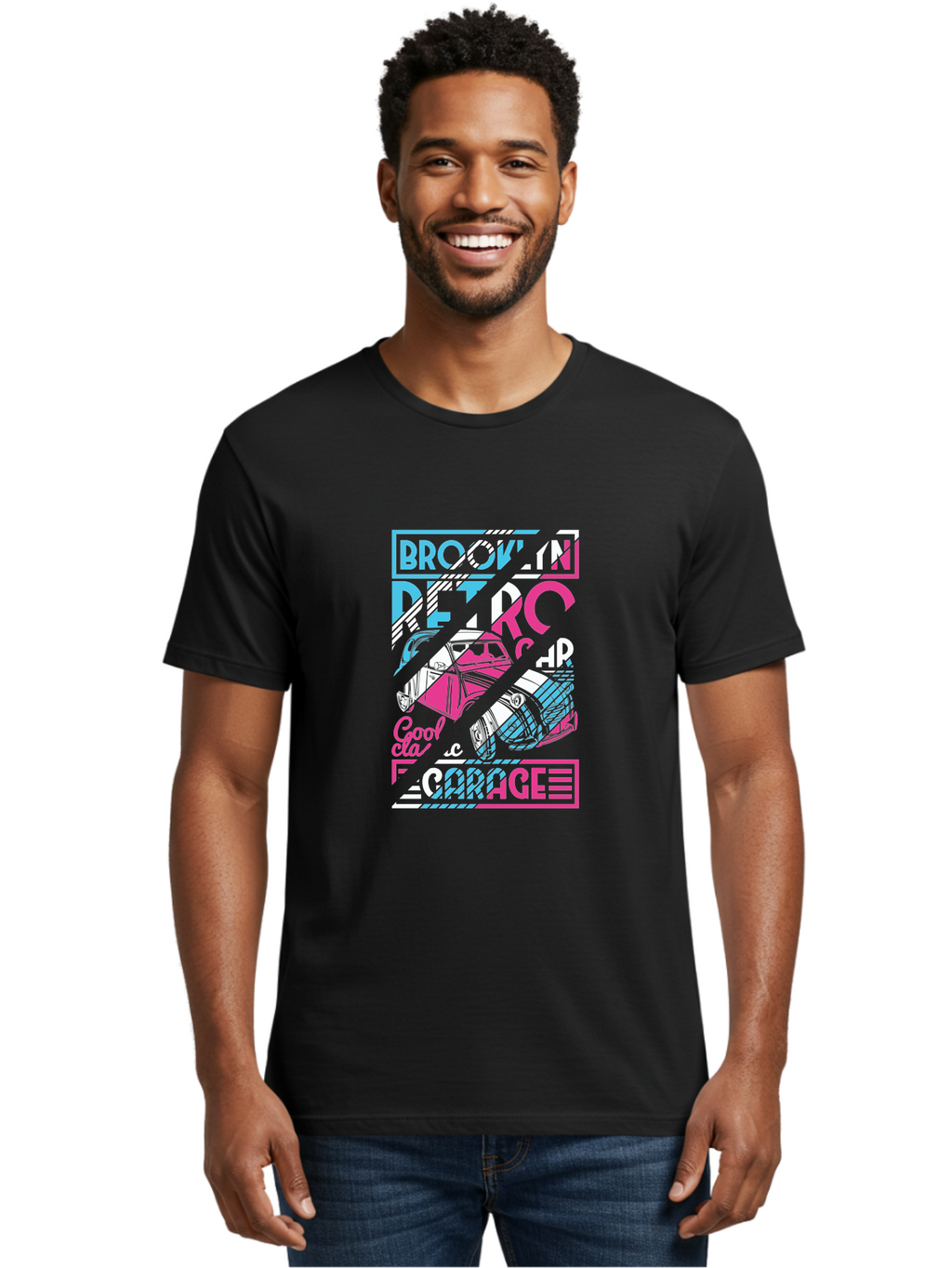 Brooklyn-Petrcar-Garage Men'S Graphic Tee, 100% Cotton, Comfortable Casual Summer Wear, Machine Washable, Graffiti Art, Urban Culture, Streetwear Fashion, Brooklyn Style, Garage Vibes, Typography Design, Typographic Art, Abstract Shapes, Aad570