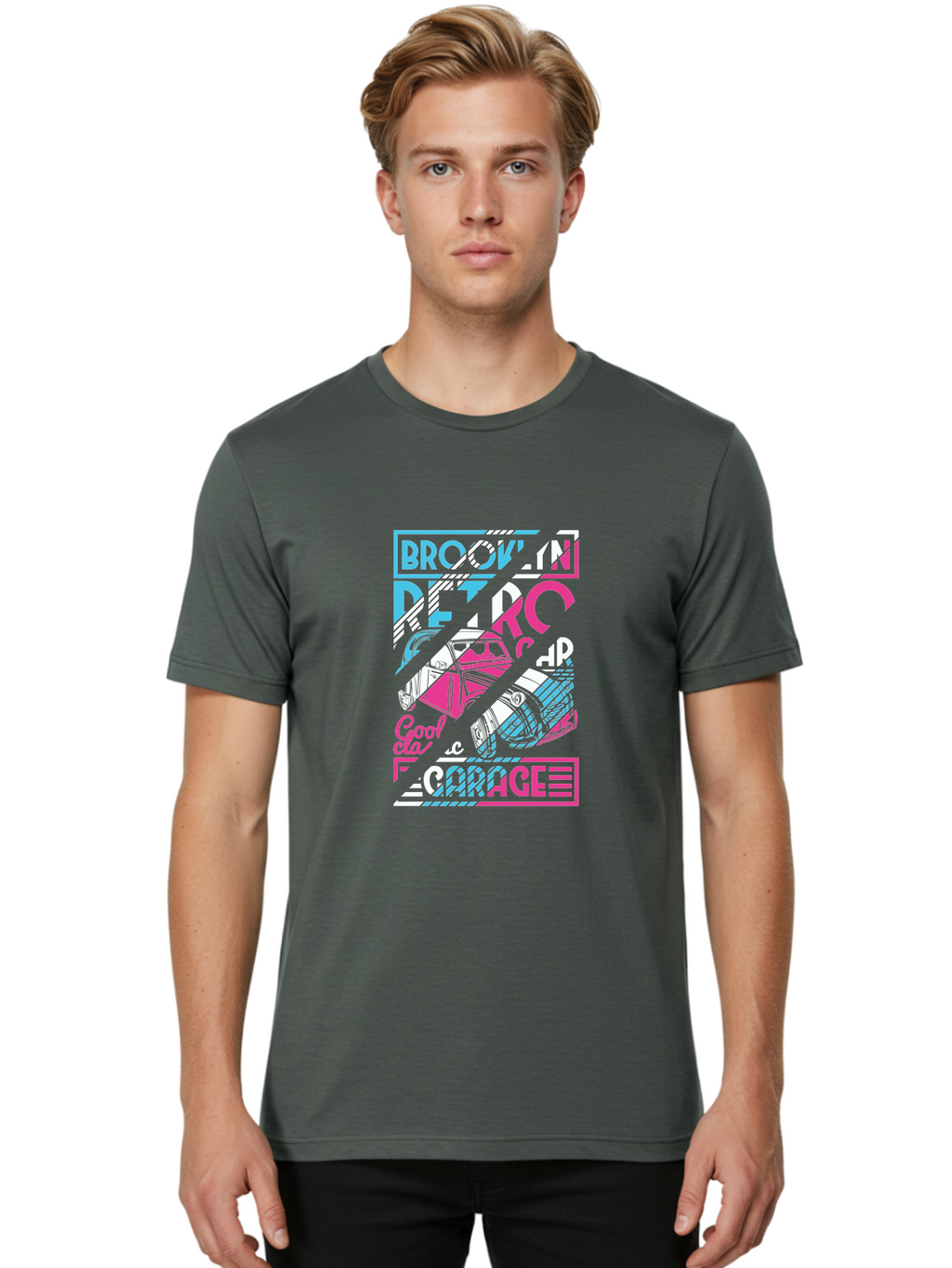 Brooklyn-Petrcar-Garage Men'S Graphic Tee, 100% Cotton, Comfortable Casual Summer Wear, Machine Washable, Graffiti Art, Urban Culture, Streetwear Fashion, Brooklyn Style, Garage Vibes, Typography Design, Typographic Art, Abstract Shapes, Aad570