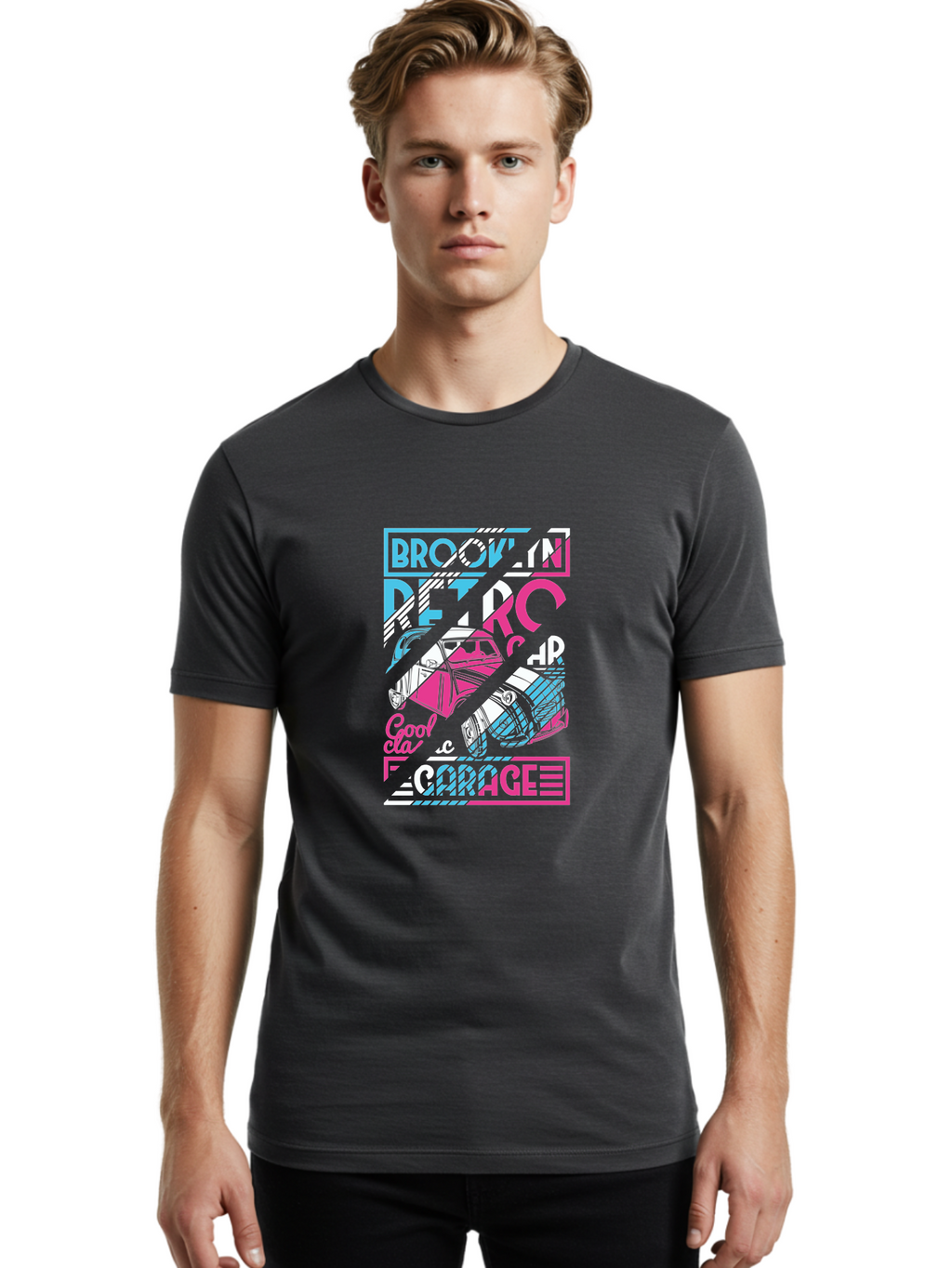 Brooklyn-Petrcar-Garage Men'S Graphic Tee, 100% Cotton, Comfortable Casual Summer Wear, Machine Washable, Graffiti Art, Urban Culture, Streetwear Fashion, Brooklyn Style, Garage Vibes, Typography Design, Typographic Art, Abstract Shapes, Aad570