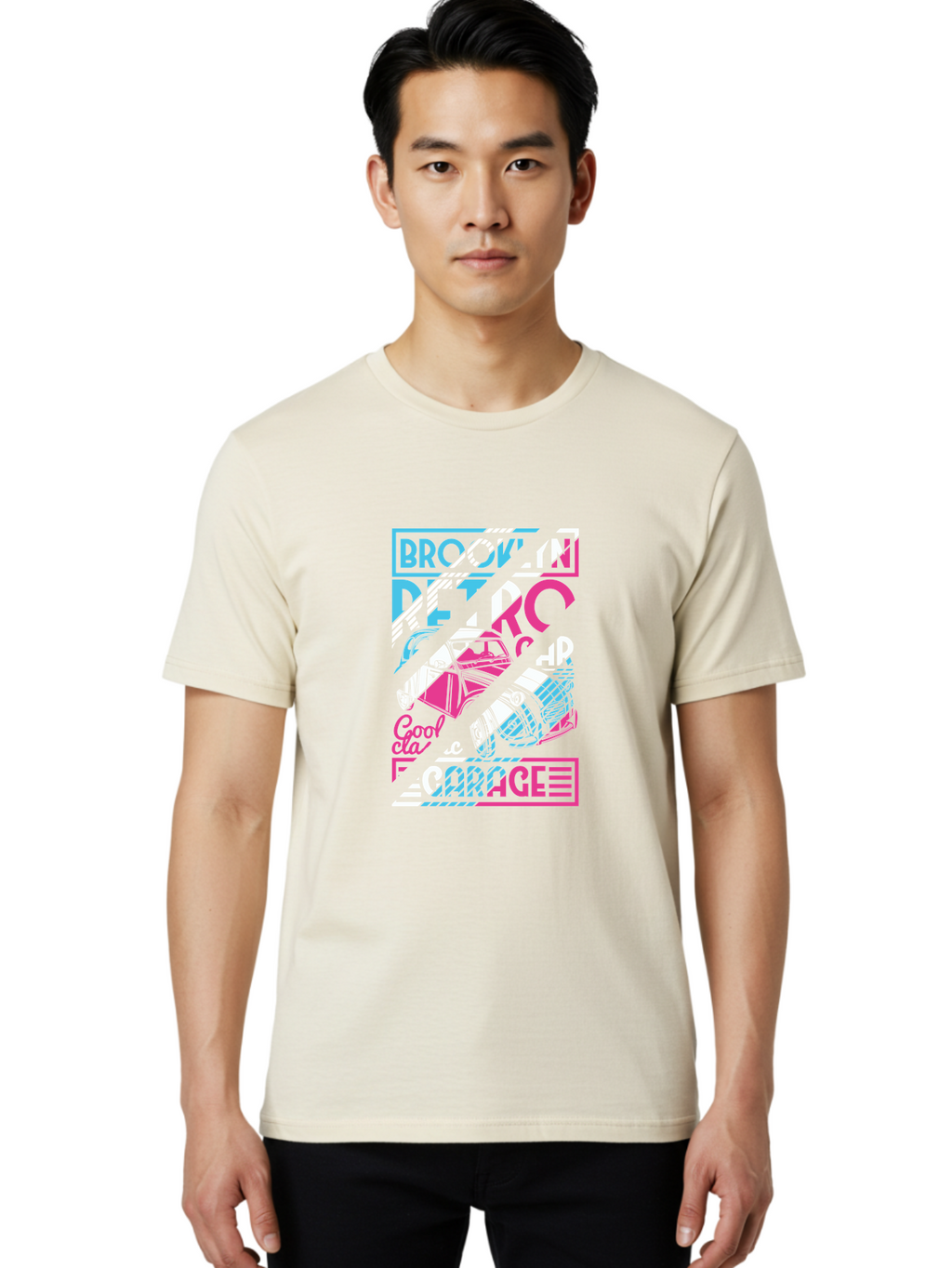 Brooklyn-Petrcar-Garage Men'S Graphic Tee, 100% Cotton, Comfortable Casual Summer Wear, Machine Washable, Graffiti Art, Urban Culture, Streetwear Fashion, Brooklyn Style, Garage Vibes, Typography Design, Typographic Art, Abstract Shapes, Aad570