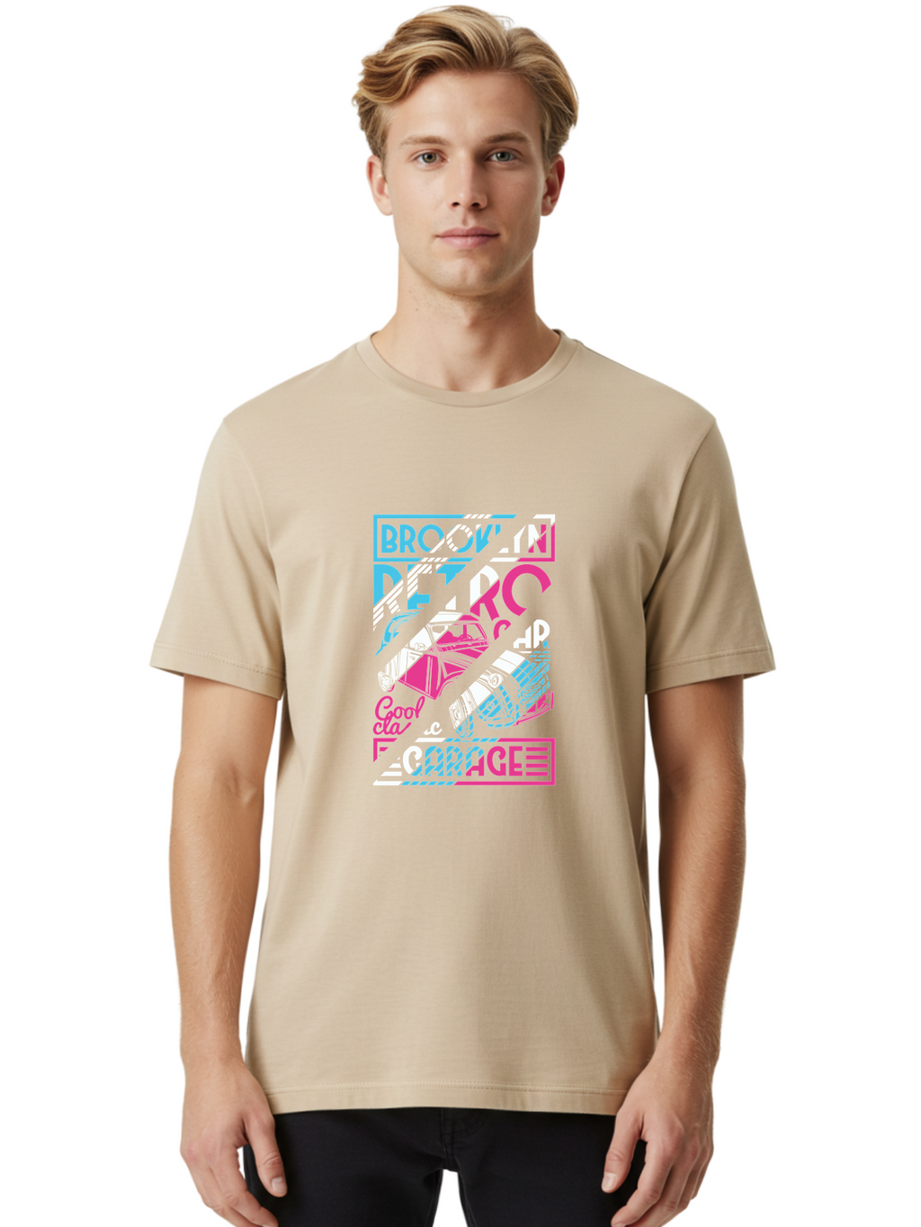 Brooklyn-Petrcar-Garage Men'S Graphic Tee, 100% Cotton, Comfortable Casual Summer Wear, Machine Washable, Graffiti Art, Urban Culture, Streetwear Fashion, Brooklyn Style, Garage Vibes, Typography Design, Typographic Art, Abstract Shapes, Aad570