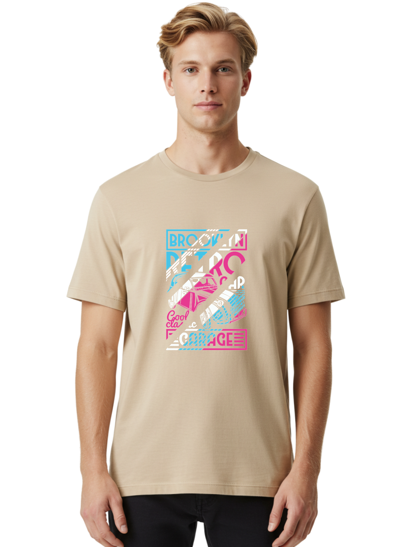 Brooklyn-Petrcar-Garage Men'S Graphic Tee, 100% Cotton, Comfortable Casual Summer Wear, Machine Washable, Graffiti Art, Urban Culture, Streetwear Fashion, Brooklyn Style, Garage Vibes, Typography Design, Typographic Art, Abstract Shapes, Aad570