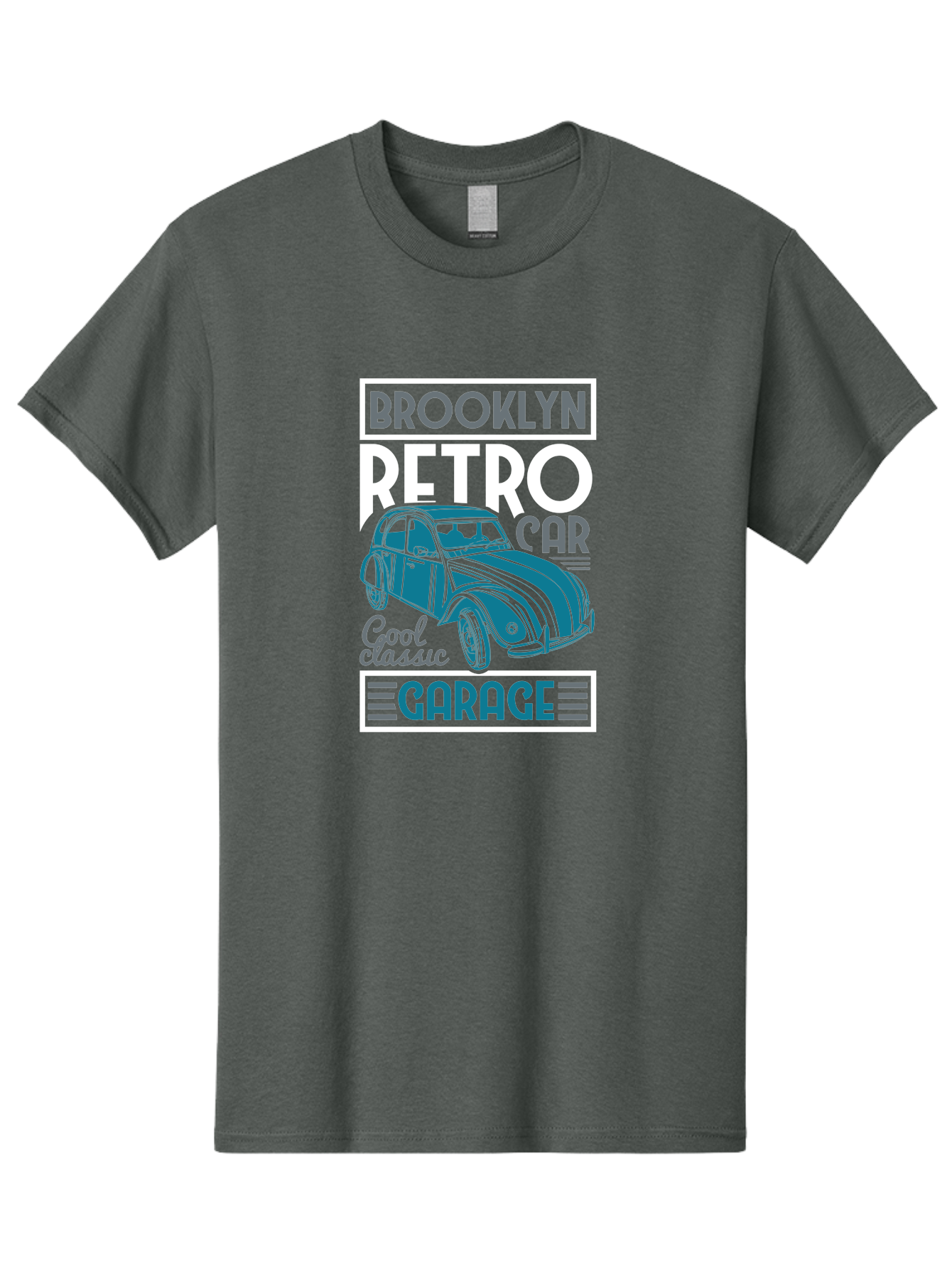 Brooklyn-Retro-Car-Garage Men'S Graphic Tee, 100% Cotton, Comfortable Casual Summer Wear, Machine Washable, Retro Car, Vintage Automobile, Classic Car, Brooklyn Garage, Cool Classic, Retro Style, Vintage Ride, Car Enthusiasts, Antique Car Aad571