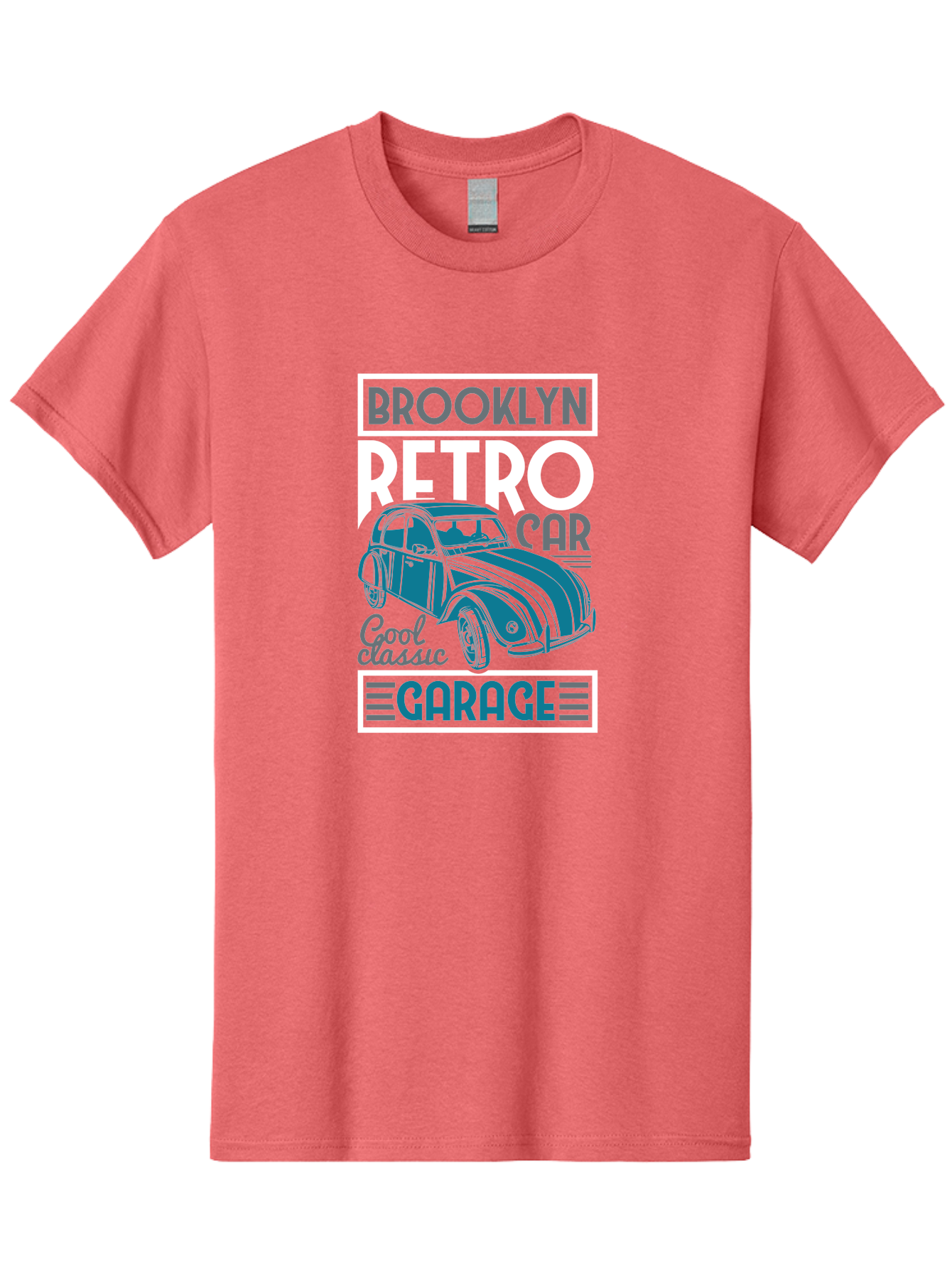 Brooklyn-Retro-Car-Garage Men'S Graphic Tee, 100% Cotton, Comfortable Casual Summer Wear, Machine Washable, Retro Car, Vintage Automobile, Classic Car, Brooklyn Garage, Cool Classic, Retro Style, Vintage Ride, Car Enthusiasts, Antique Car Aad571