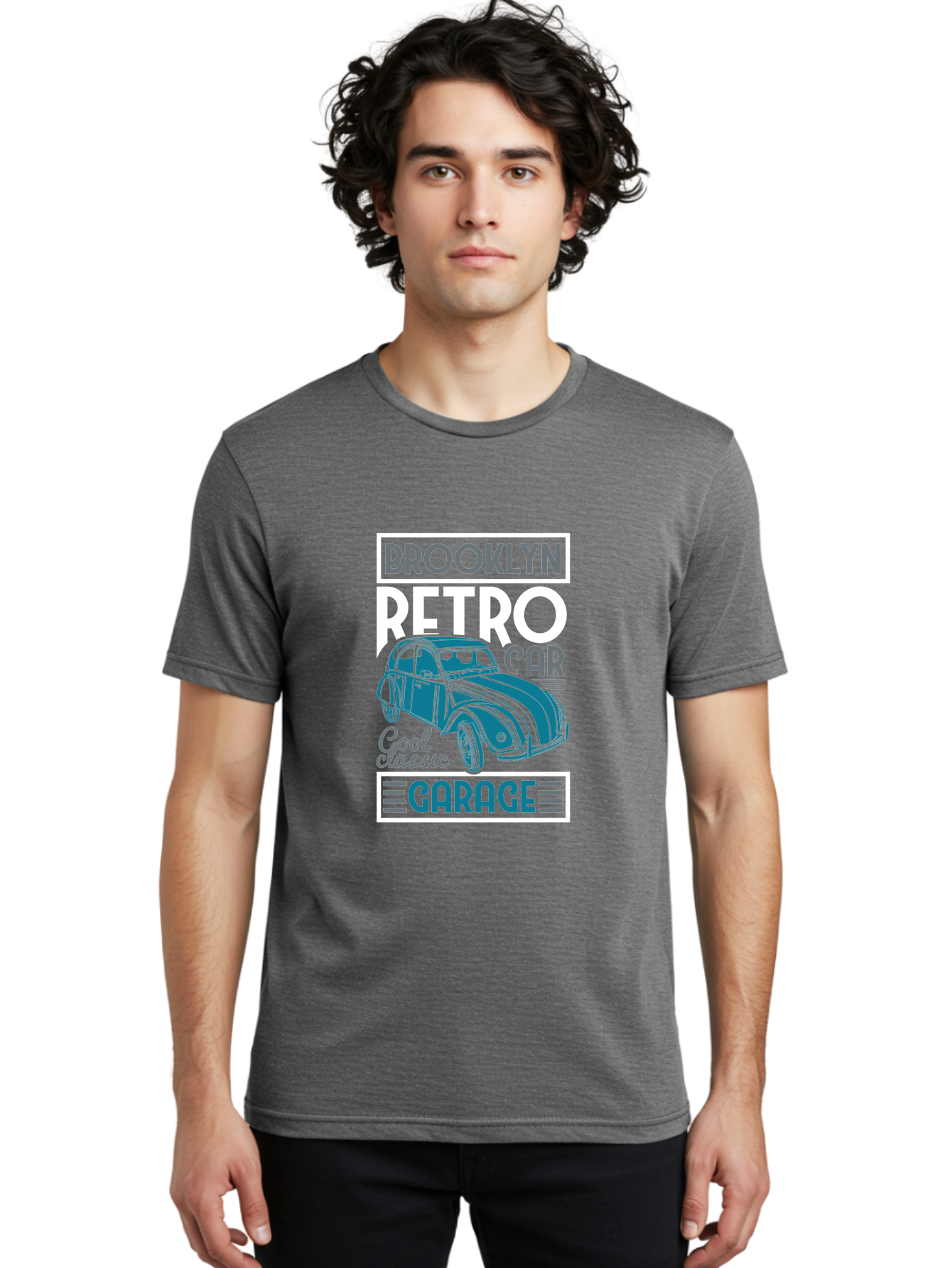 Brooklyn-Retro-Car-Garage Men'S Graphic Tee, 100% Cotton, Comfortable Casual Summer Wear, Machine Washable, Retro Car, Vintage Automobile, Classic Car, Brooklyn Garage, Cool Classic, Retro Style, Vintage Ride, Car Enthusiasts, Antique Car Aad571