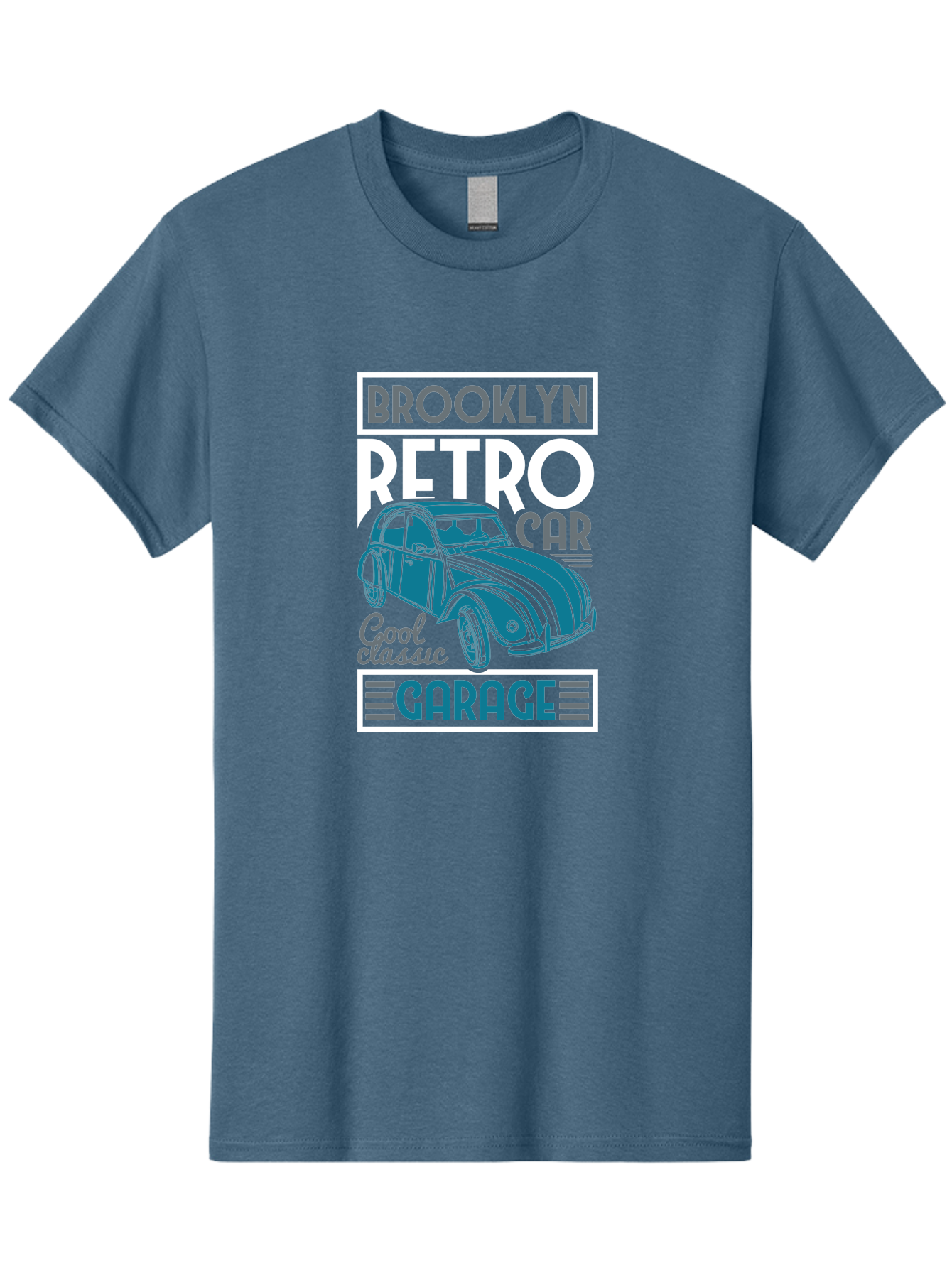 Brooklyn-Retro-Car-Garage Men'S Graphic Tee, 100% Cotton, Comfortable Casual Summer Wear, Machine Washable, Retro Car, Vintage Automobile, Classic Car, Brooklyn Garage, Cool Classic, Retro Style, Vintage Ride, Car Enthusiasts, Antique Car Aad571