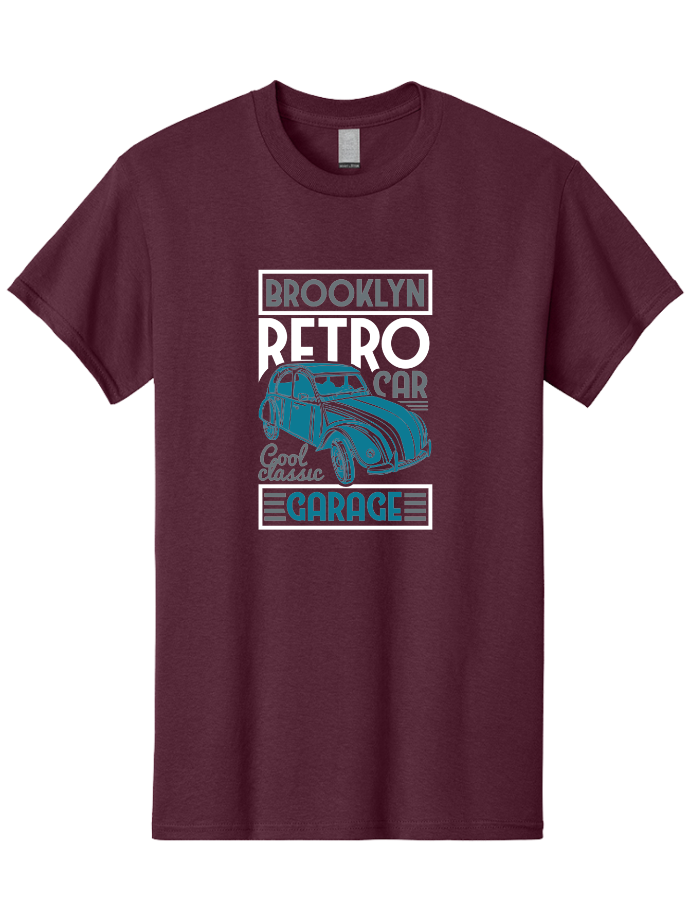 Brooklyn-Retro-Car-Garage Men'S Graphic Tee, 100% Cotton, Comfortable Casual Summer Wear, Machine Washable, Retro Car, Vintage Automobile, Classic Car, Brooklyn Garage, Cool Classic, Retro Style, Vintage Ride, Car Enthusiasts, Antique Car Aad571