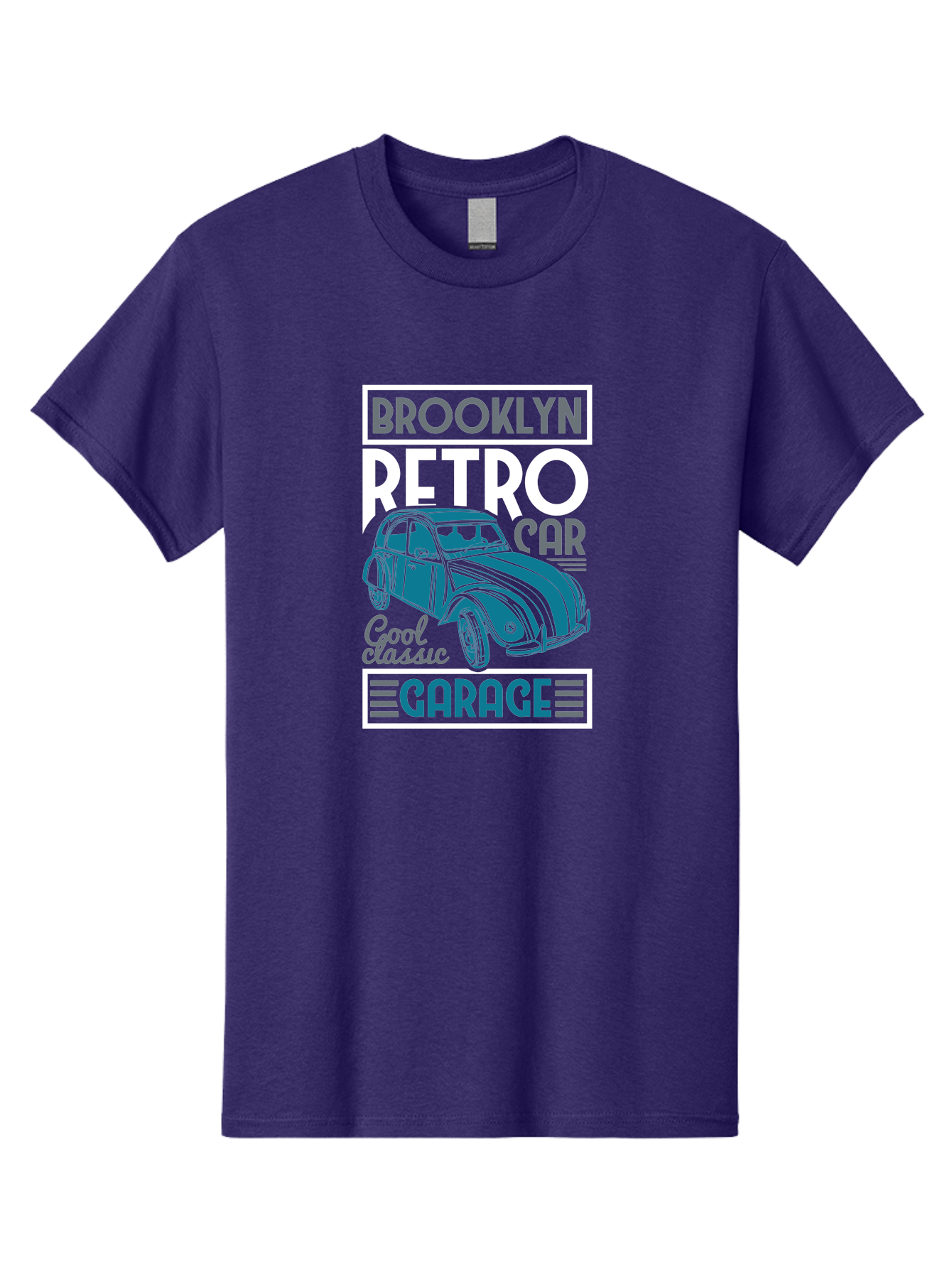 Brooklyn-Retro-Car-Garage Men'S Graphic Tee, 100% Cotton, Comfortable Casual Summer Wear, Machine Washable, Retro Car, Vintage Automobile, Classic Car, Brooklyn Garage, Cool Classic, Retro Style, Vintage Ride, Car Enthusiasts, Antique Car Aad571