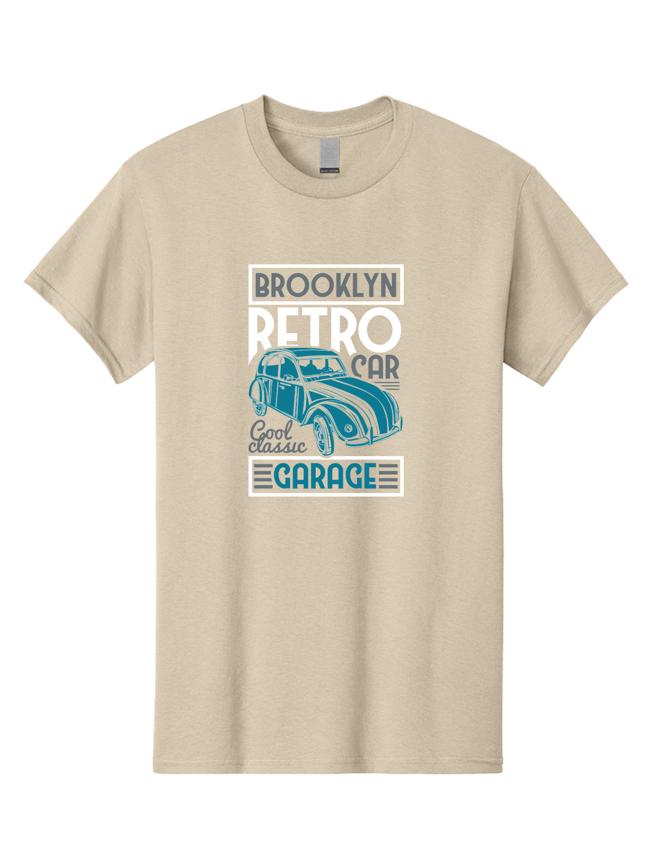 Brooklyn-Retro-Car-Garage Men'S Graphic Tee, 100% Cotton, Comfortable Casual Summer Wear, Machine Washable, Retro Car, Vintage Automobile, Classic Car, Brooklyn Garage, Cool Classic, Retro Style, Vintage Ride, Car Enthusiasts, Antique Car Aad571
