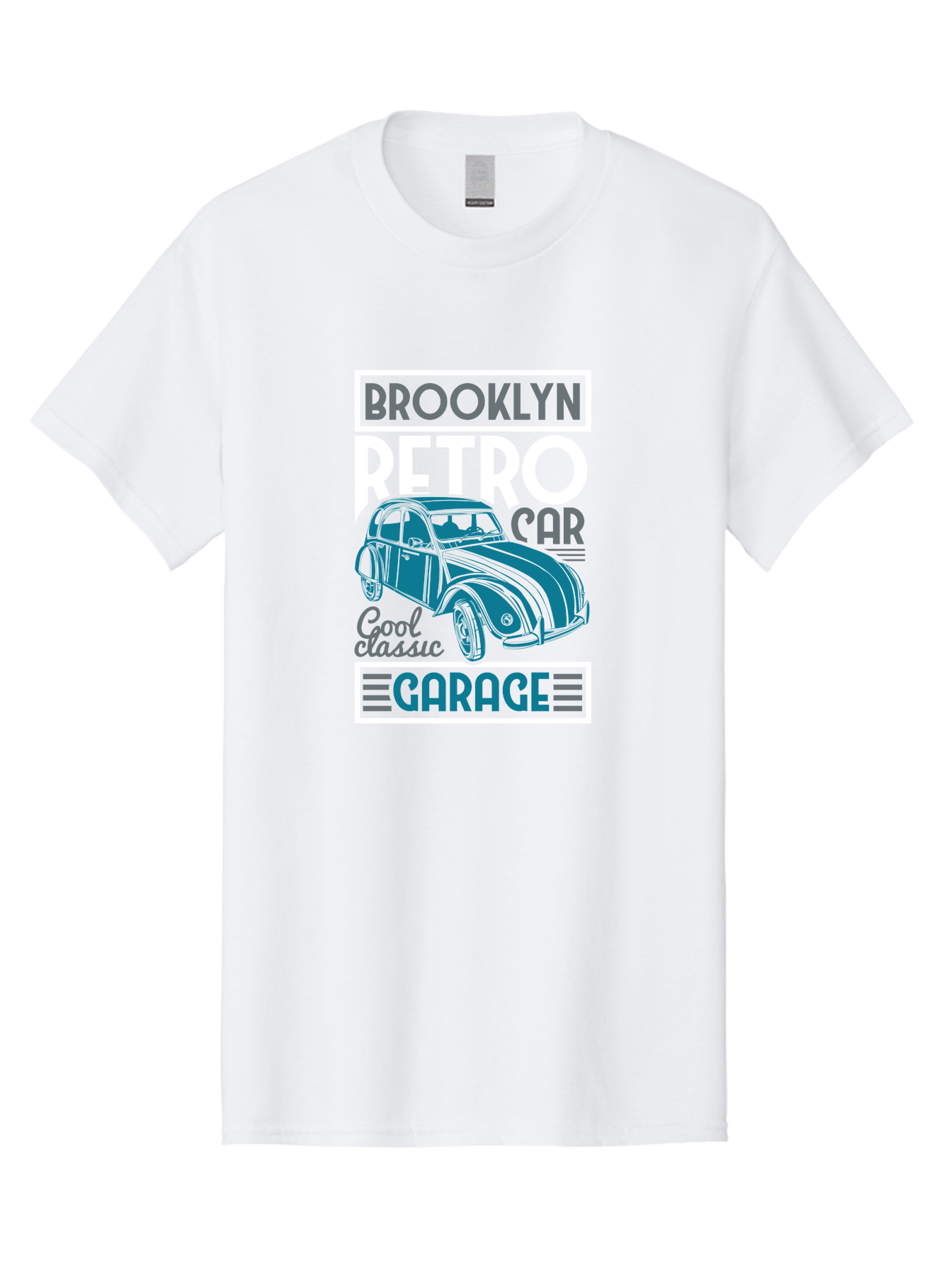 Brooklyn-Retro-Car-Garage Men'S Graphic Tee, 100% Cotton, Comfortable Casual Summer Wear, Machine Washable, Retro Car, Vintage Automobile, Classic Car, Brooklyn Garage, Cool Classic, Retro Style, Vintage Ride, Car Enthusiasts, Antique Car Aad571