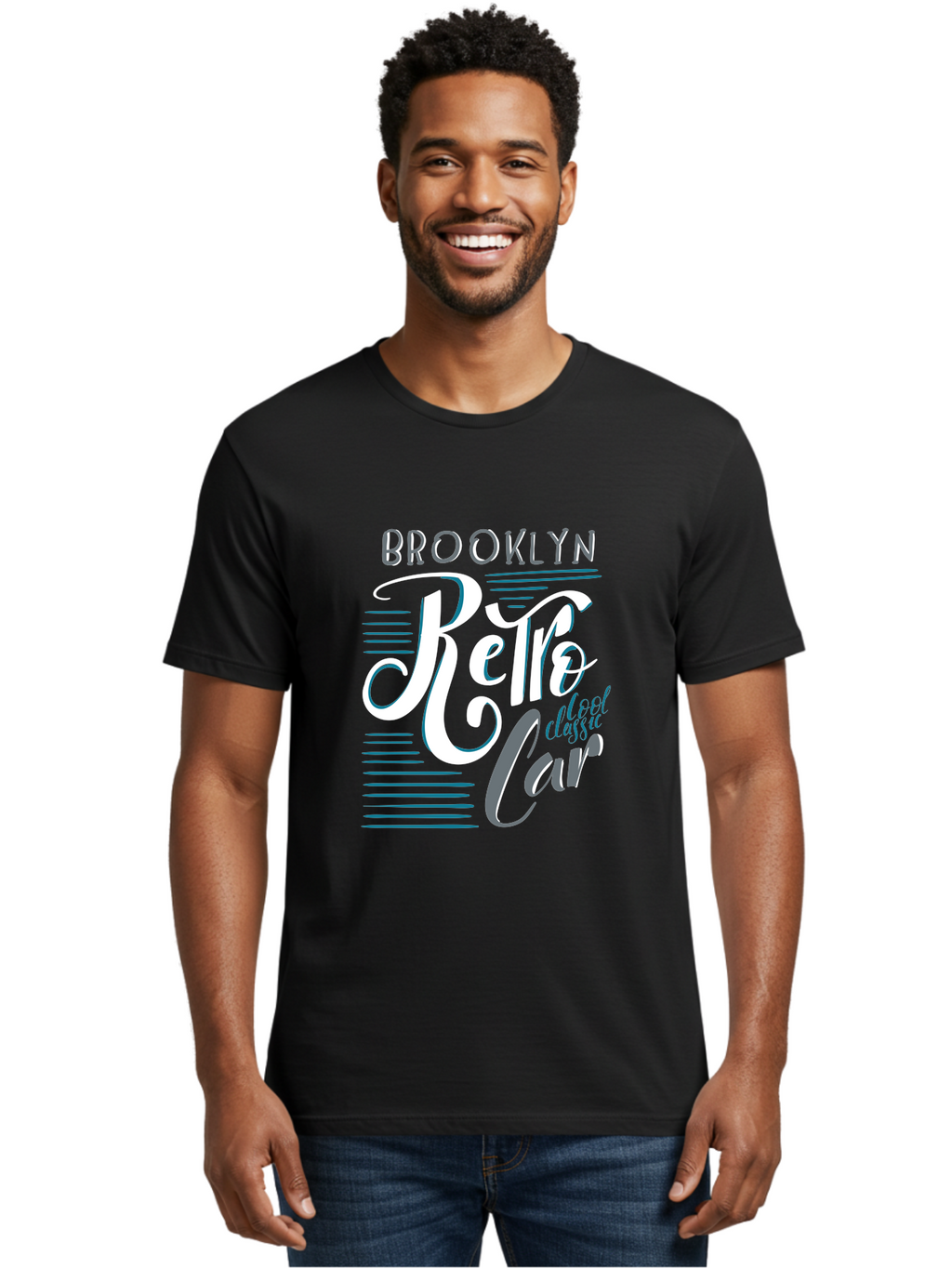 Brooklyn-Retro-Car Men'S Graphic Tee, 100% Cotton, Comfortable Casual Summer Wear, Machine Washable, Brooklyn, Retro Car, Classic Car, Vintage Vehicle, Urban Style, New York City, Retro Design, Classic Ride Aad572