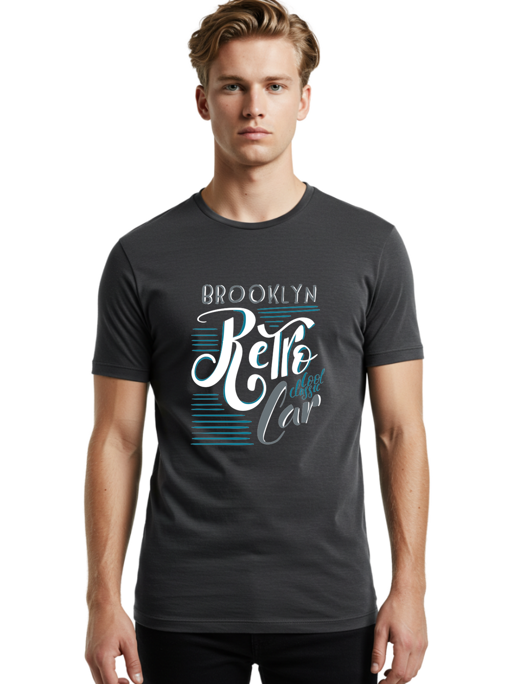 Brooklyn-Retro-Car Men'S Graphic Tee, 100% Cotton, Comfortable Casual Summer Wear, Machine Washable, Brooklyn, Retro Car, Classic Car, Vintage Vehicle, Urban Style, New York City, Retro Design, Classic Ride Aad572