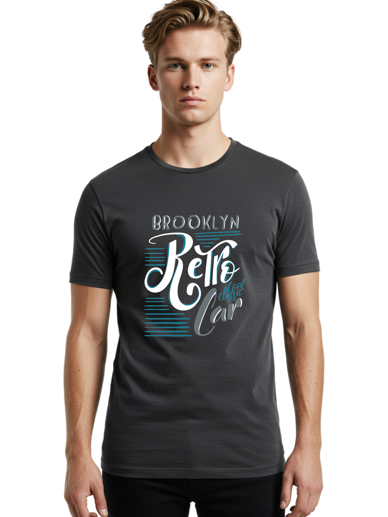 Brooklyn-Retro-Car Men'S Graphic Tee, 100% Cotton, Comfortable Casual Summer Wear, Machine Washable, Brooklyn, Retro Car, Classic Car, Vintage Vehicle, Urban Style, New York City, Retro Design, Classic Ride Aad572