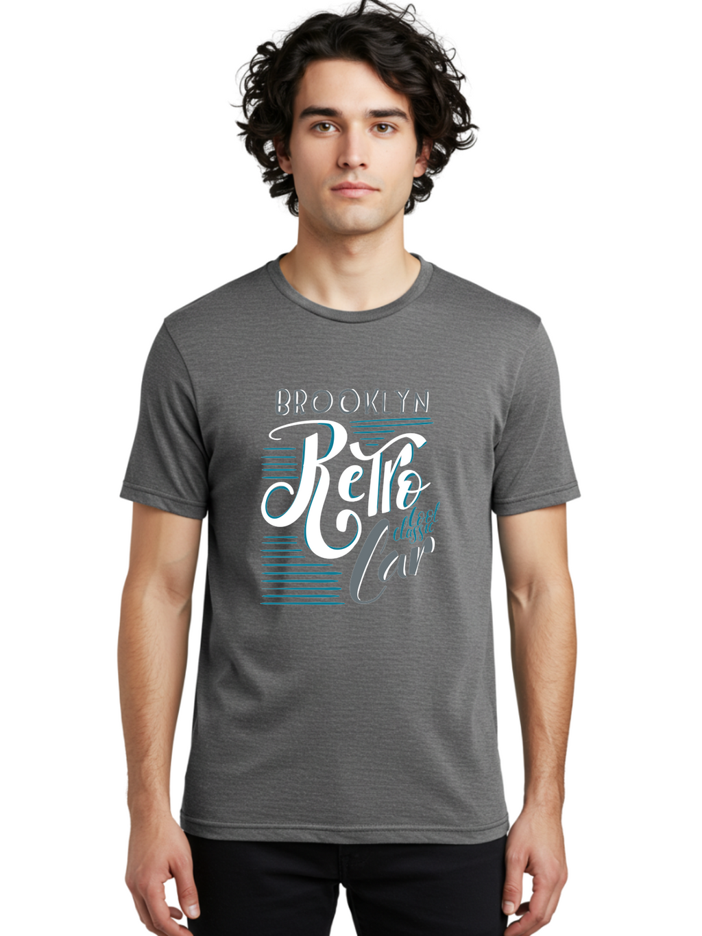 Brooklyn-Retro-Car Men'S Graphic Tee, 100% Cotton, Comfortable Casual Summer Wear, Machine Washable, Brooklyn, Retro Car, Classic Car, Vintage Vehicle, Urban Style, New York City, Retro Design, Classic Ride Aad572
