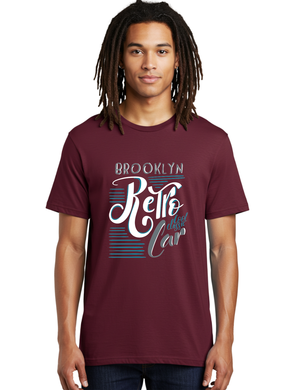 Brooklyn-Retro-Car Men'S Graphic Tee, 100% Cotton, Comfortable Casual Summer Wear, Machine Washable, Brooklyn, Retro Car, Classic Car, Vintage Vehicle, Urban Style, New York City, Retro Design, Classic Ride Aad572