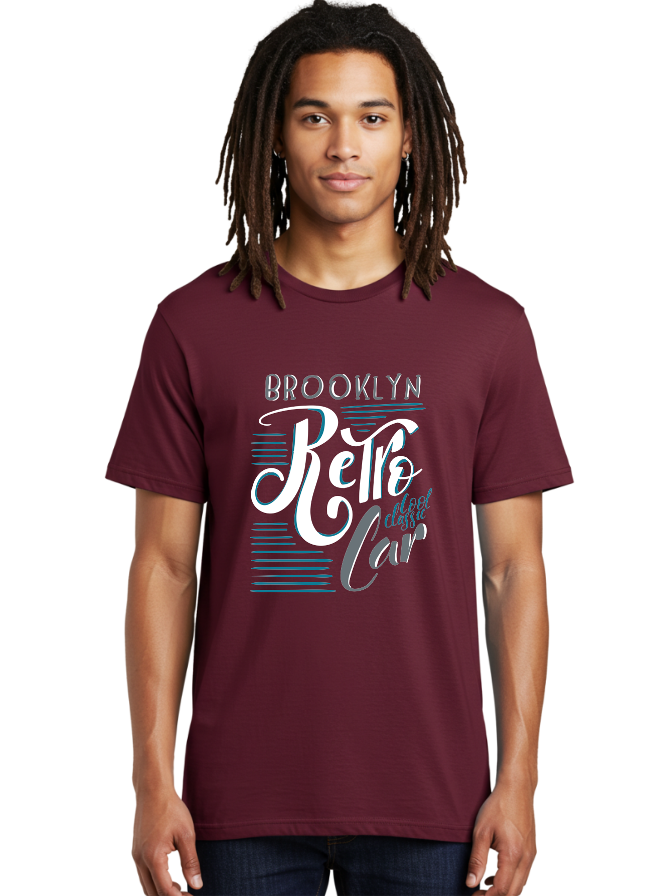 Brooklyn-Retro-Car Men'S Graphic Tee, 100% Cotton, Comfortable Casual Summer Wear, Machine Washable, Brooklyn, Retro Car, Classic Car, Vintage Vehicle, Urban Style, New York City, Retro Design, Classic Ride Aad572