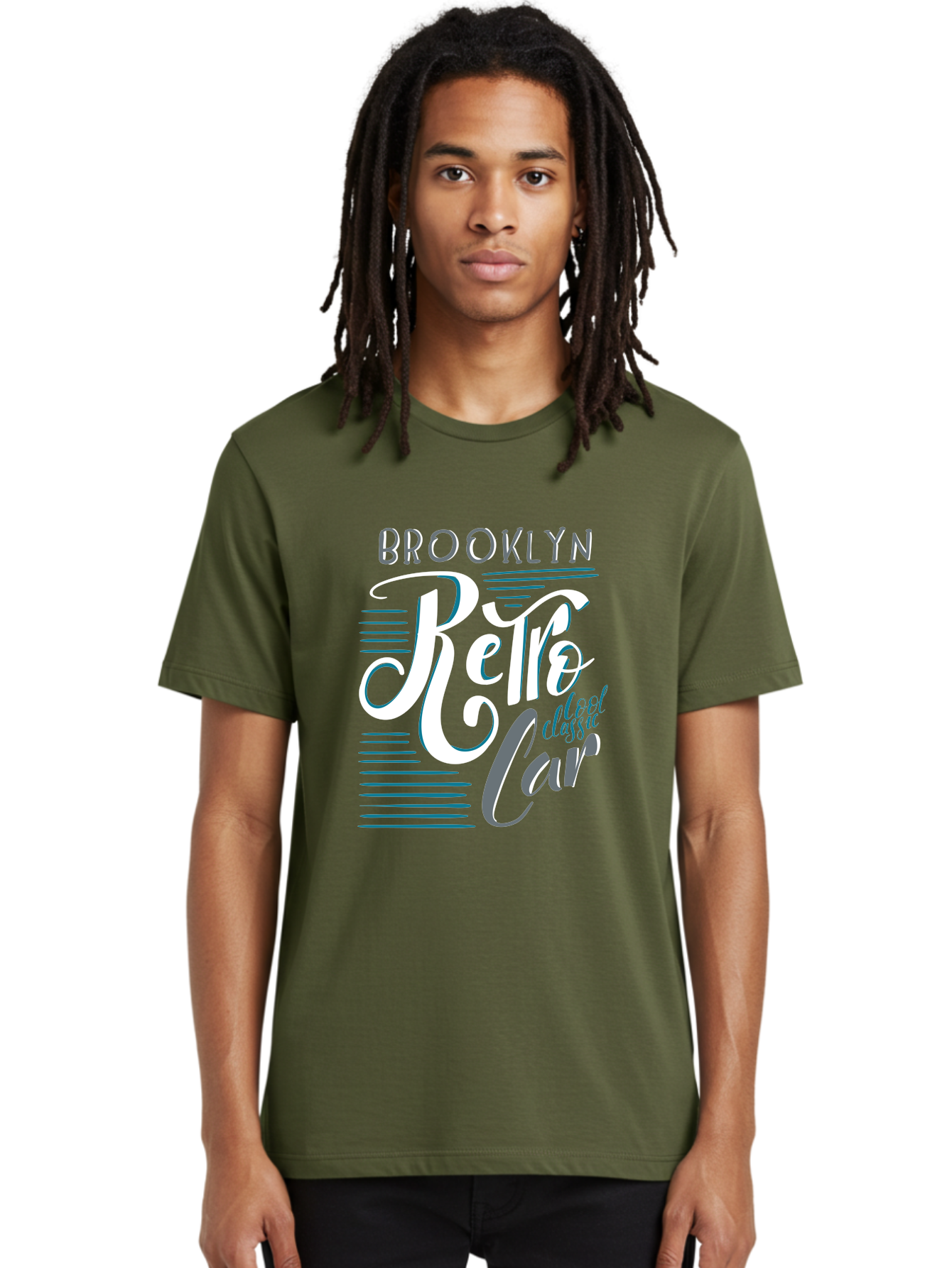 Brooklyn-Retro-Car Men'S Graphic Tee, 100% Cotton, Comfortable Casual Summer Wear, Machine Washable, Brooklyn, Retro Car, Classic Car, Vintage Vehicle, Urban Style, New York City, Retro Design, Classic Ride Aad572