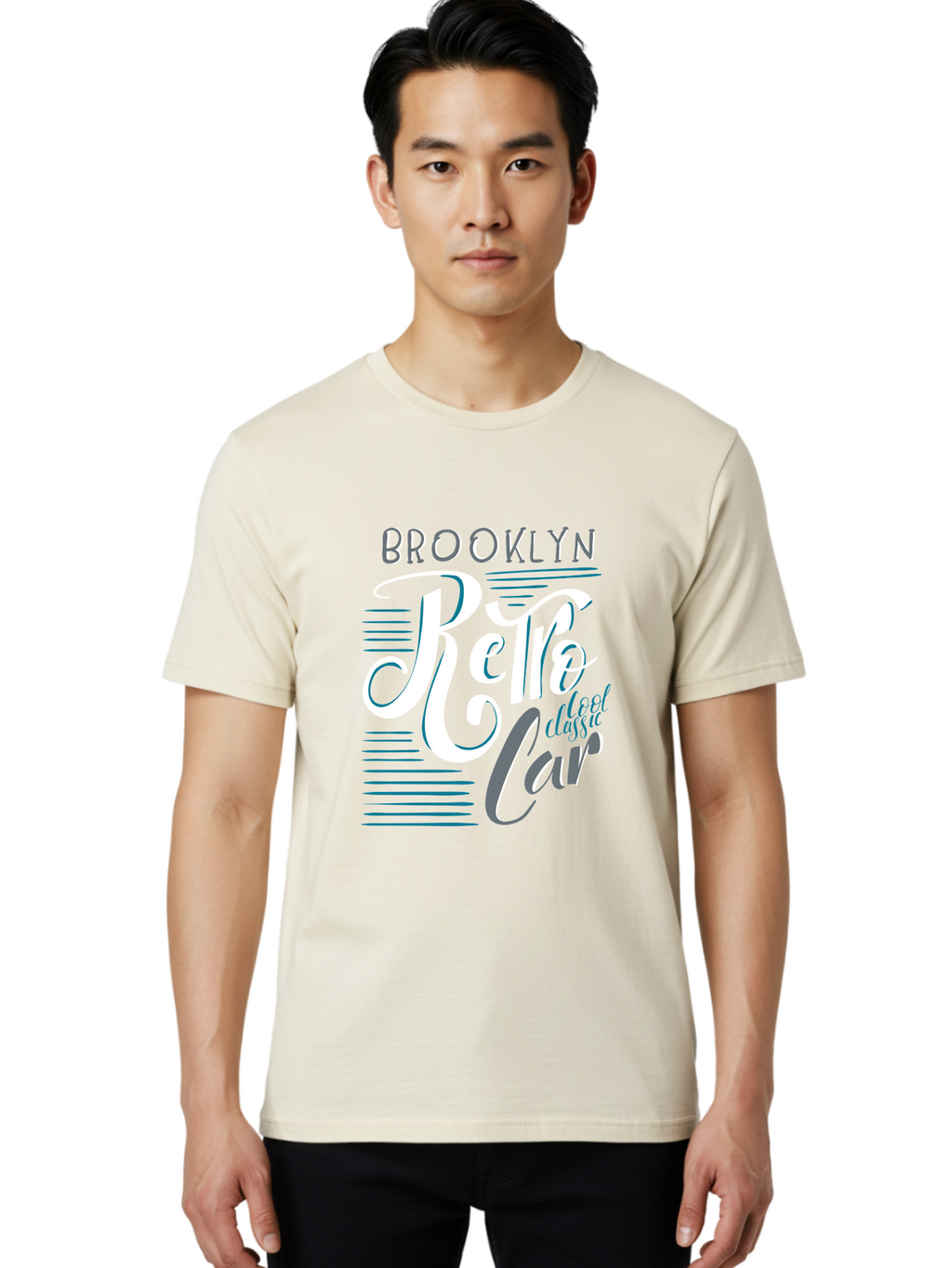 Brooklyn-Retro-Car Men'S Graphic Tee, 100% Cotton, Comfortable Casual Summer Wear, Machine Washable, Brooklyn, Retro Car, Classic Car, Vintage Vehicle, Urban Style, New York City, Retro Design, Classic Ride Aad572