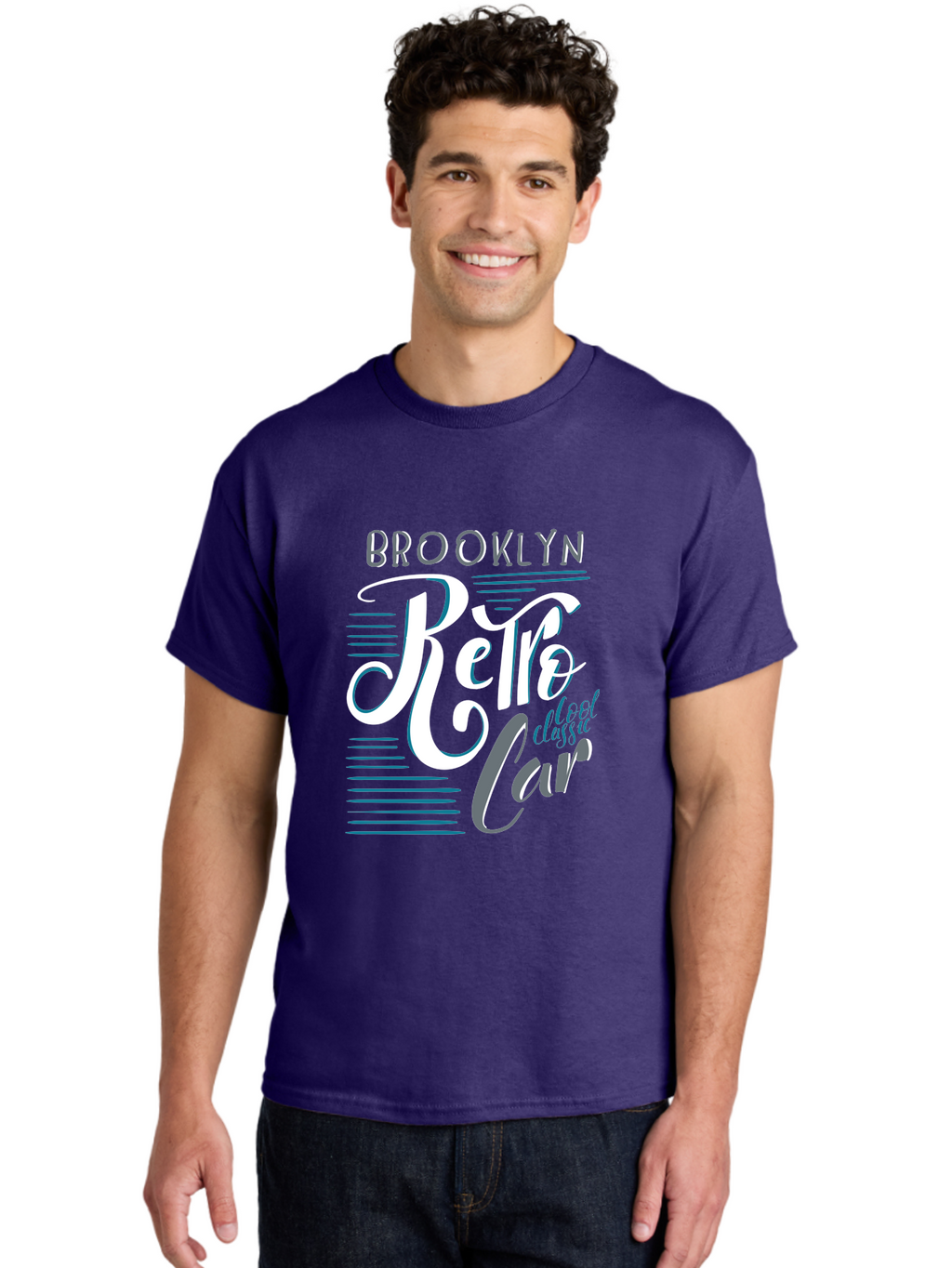 Brooklyn-Retro-Car Men'S Graphic Tee, 100% Cotton, Comfortable Casual Summer Wear, Machine Washable, Brooklyn, Retro Car, Classic Car, Vintage Vehicle, Urban Style, New York City, Retro Design, Classic Ride Aad572