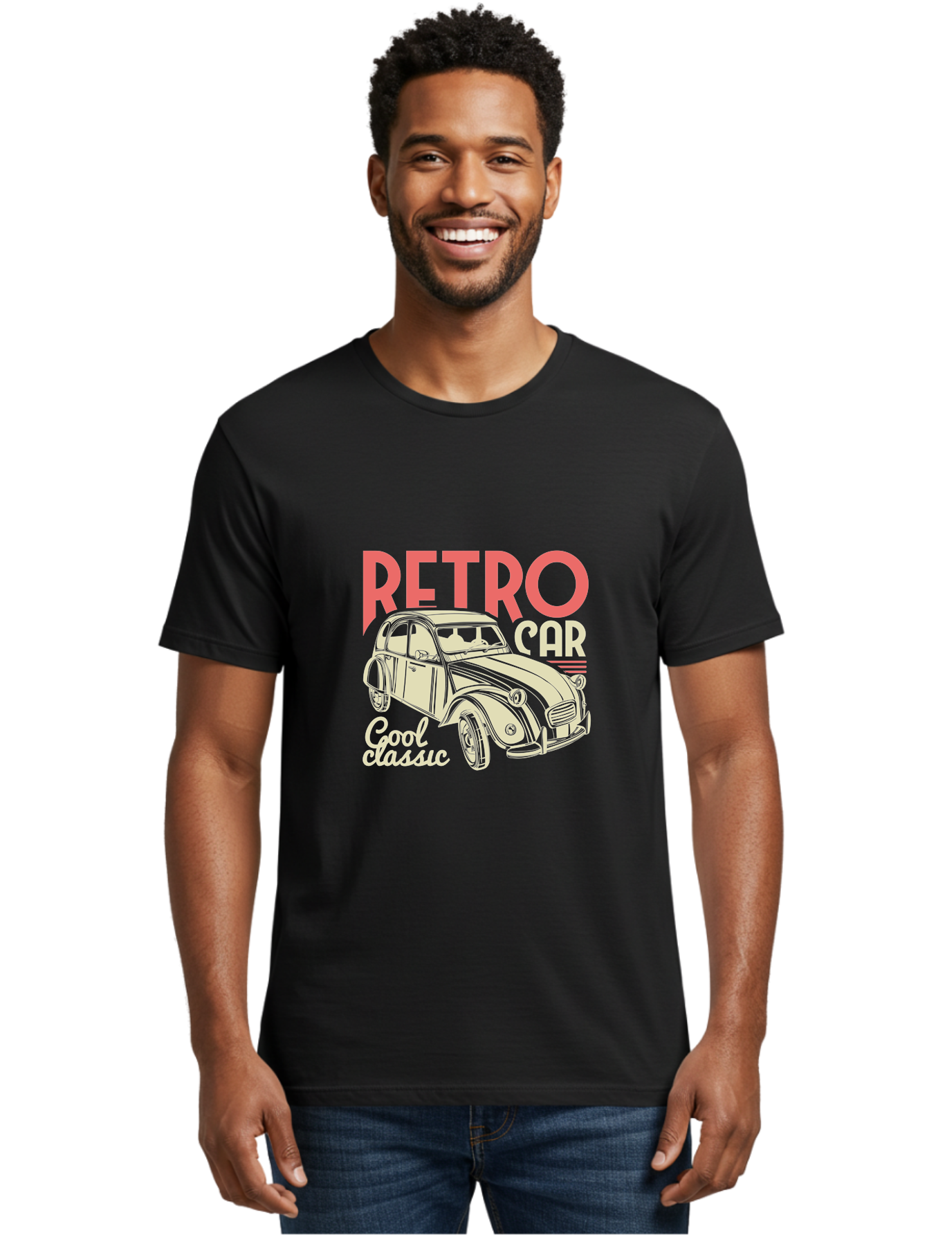 Retro-Car-1 Men'S Graphic Tee, 100% Cotton, Comfortable Casual Summer Wear, Machine Washable, Vintage Car, Retro Automobile, Classic Vehicle, Nostalgic Ride, Cool Classic, Retro Style, Vintage Wheels, Antique Car Aad573
